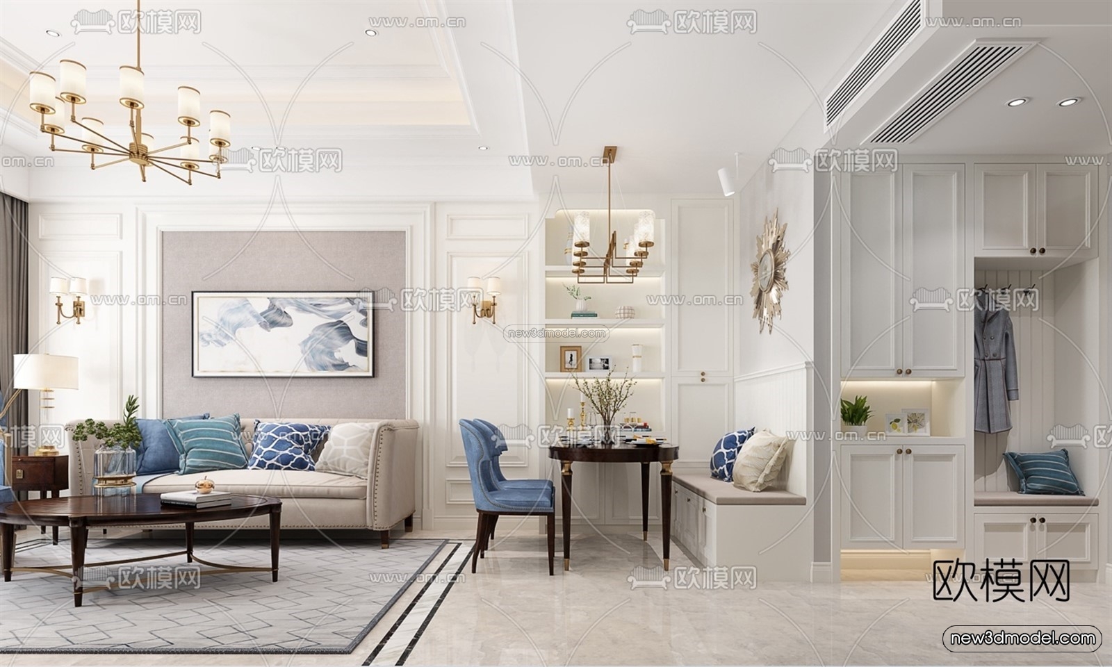 Europe Style Interior 3D Blocks – Living Room 3D Model – 033 – VRAY - thumbnail 3