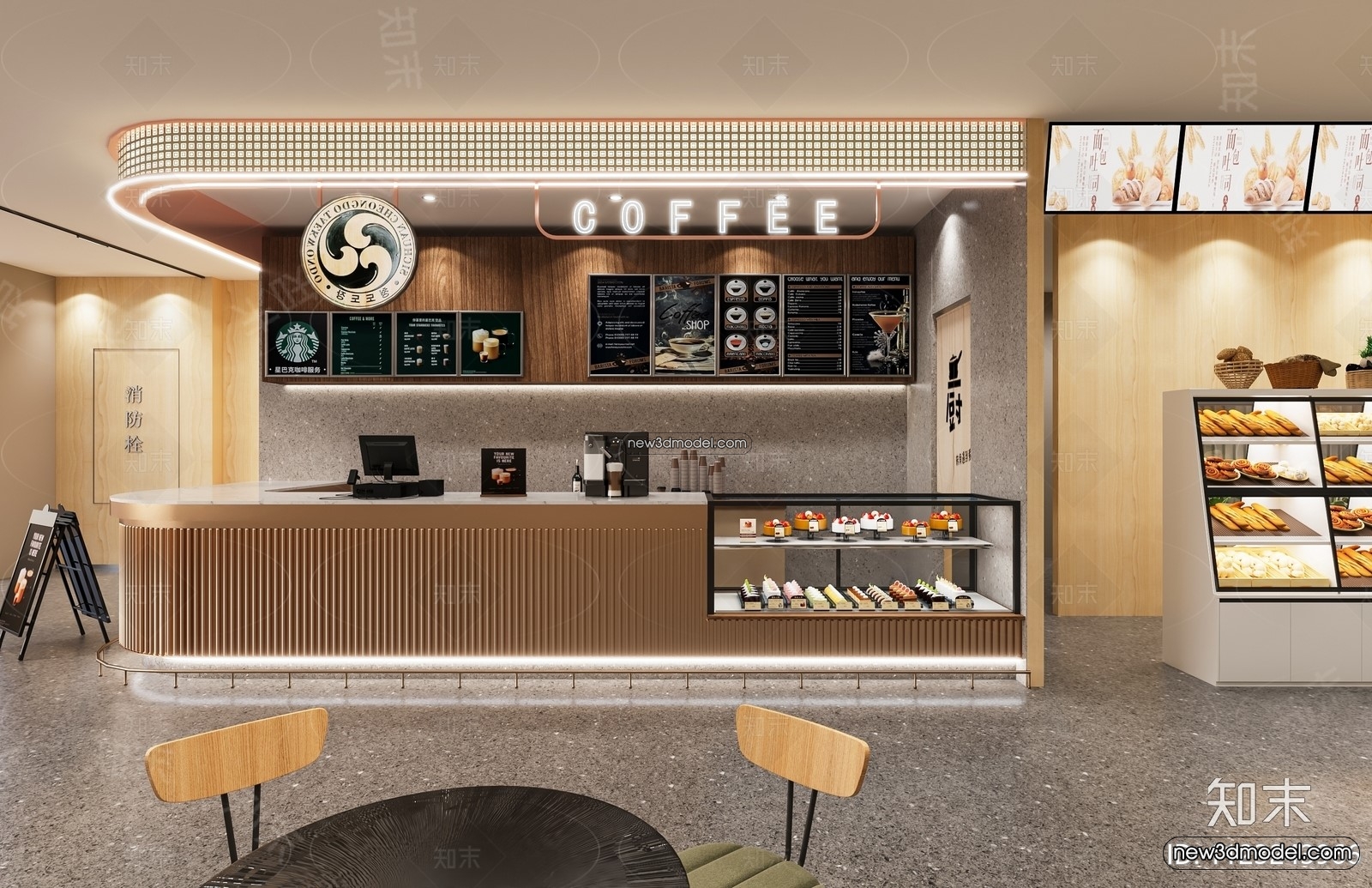 Restaurant and Fastfood 3D Scene – 3D Blocks – 224 – VRAY - thumbnail 2