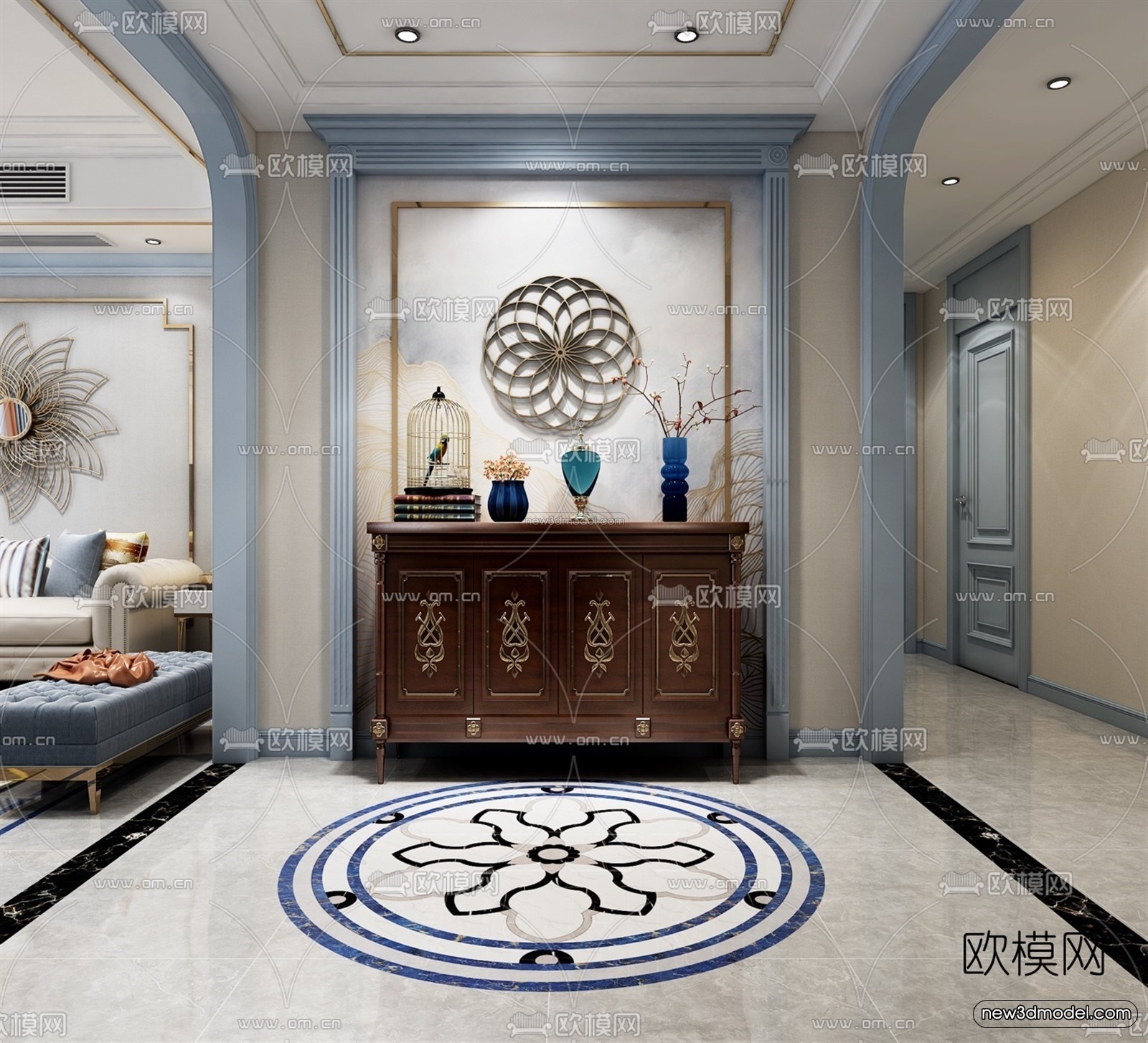Europe Style Interior 3D Blocks – Living Room 3D Model – 034 – VRAY - thumbnail 2