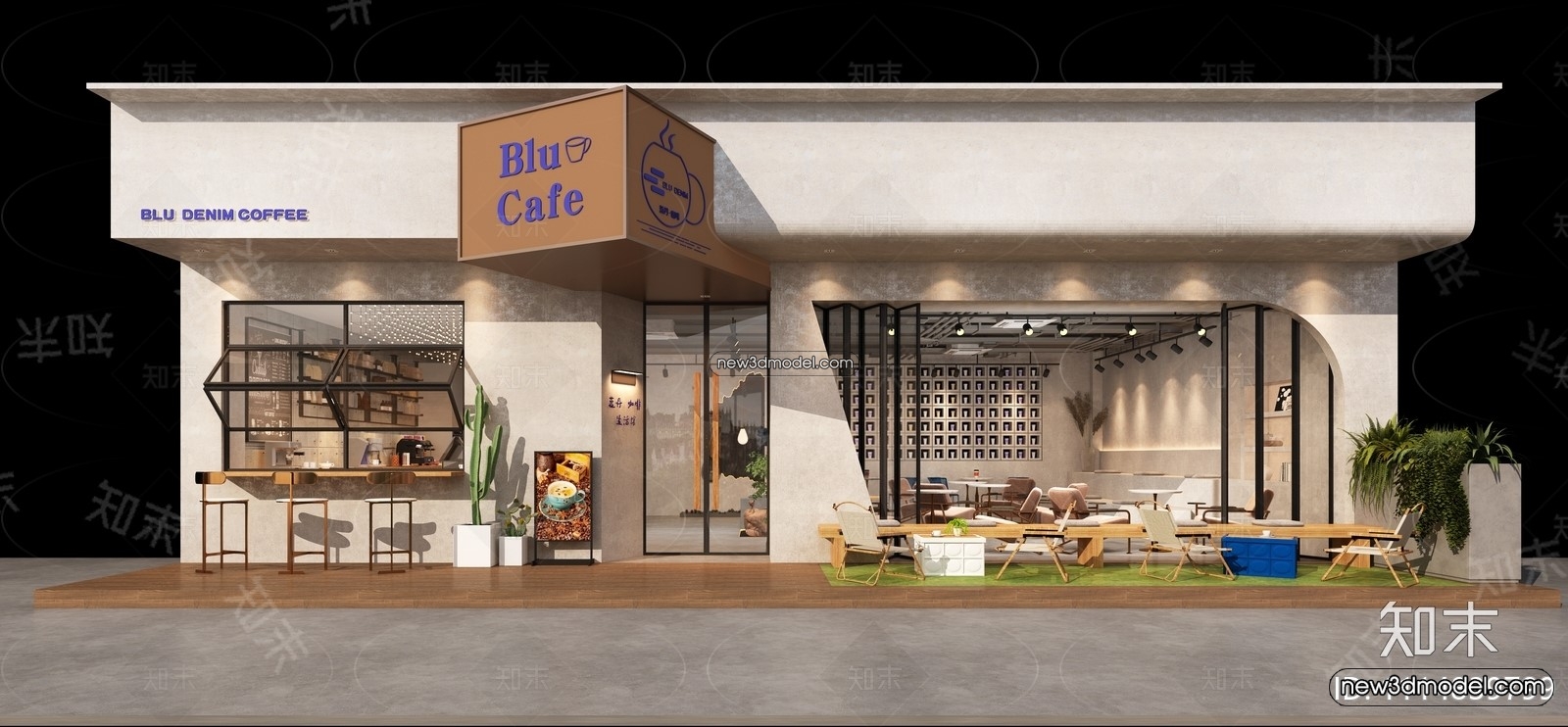 Restaurant and Fastfood 3D Scene – 3D Blocks – 231 – VRAY - thumbnail 2
