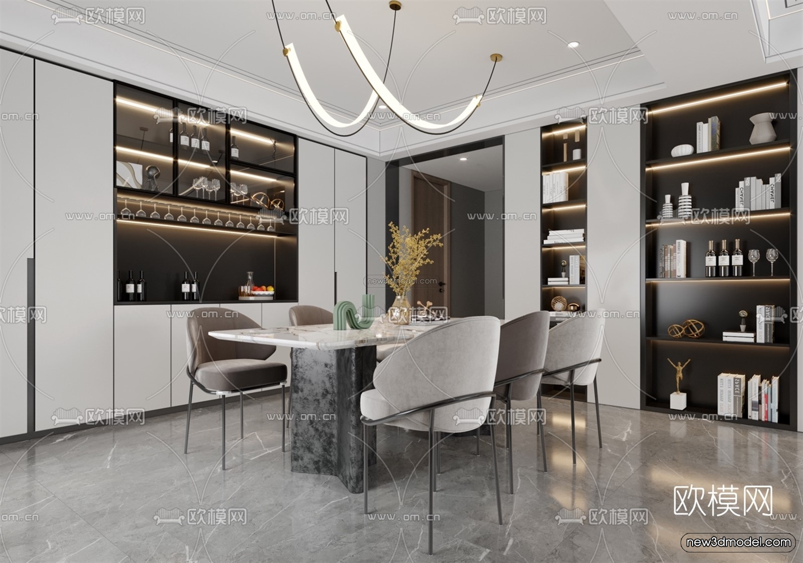 Minimalist Style Interior 3D Blocks – Living Room 3D Model – 021 – VRAY - thumbnail 4