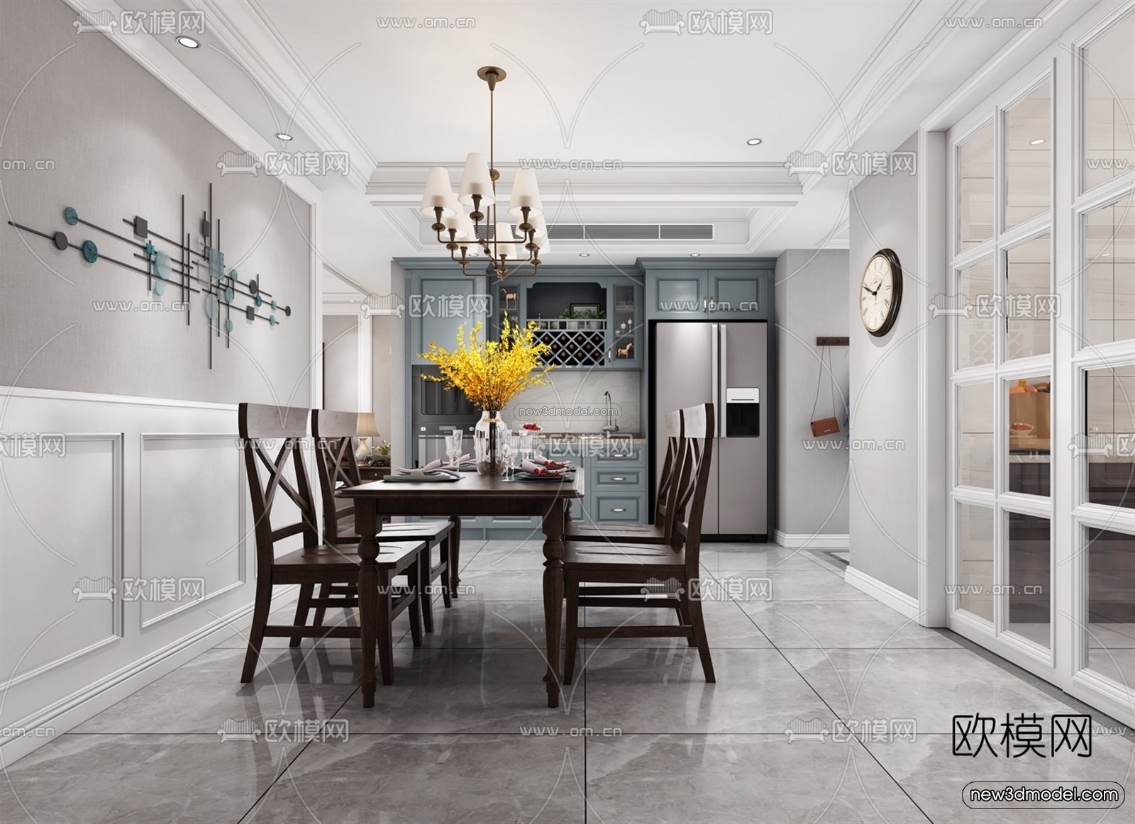 Europe Style Interior 3D Blocks – Living Room 3D Model – 036 – VRAY - thumbnail 3