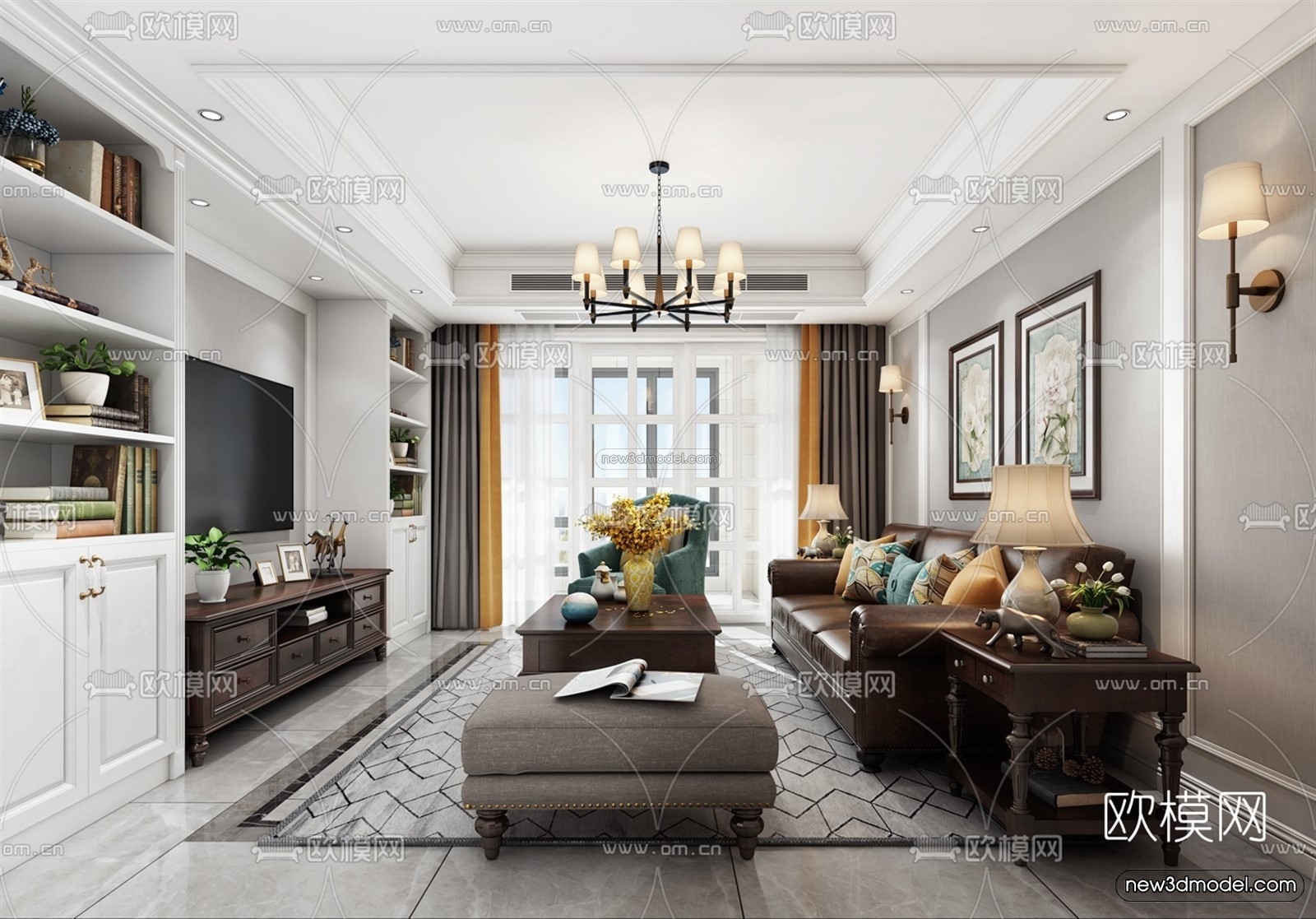Europe Style Interior 3D Blocks – Living Room 3D Model – 036 – VRAY - thumbnail 4