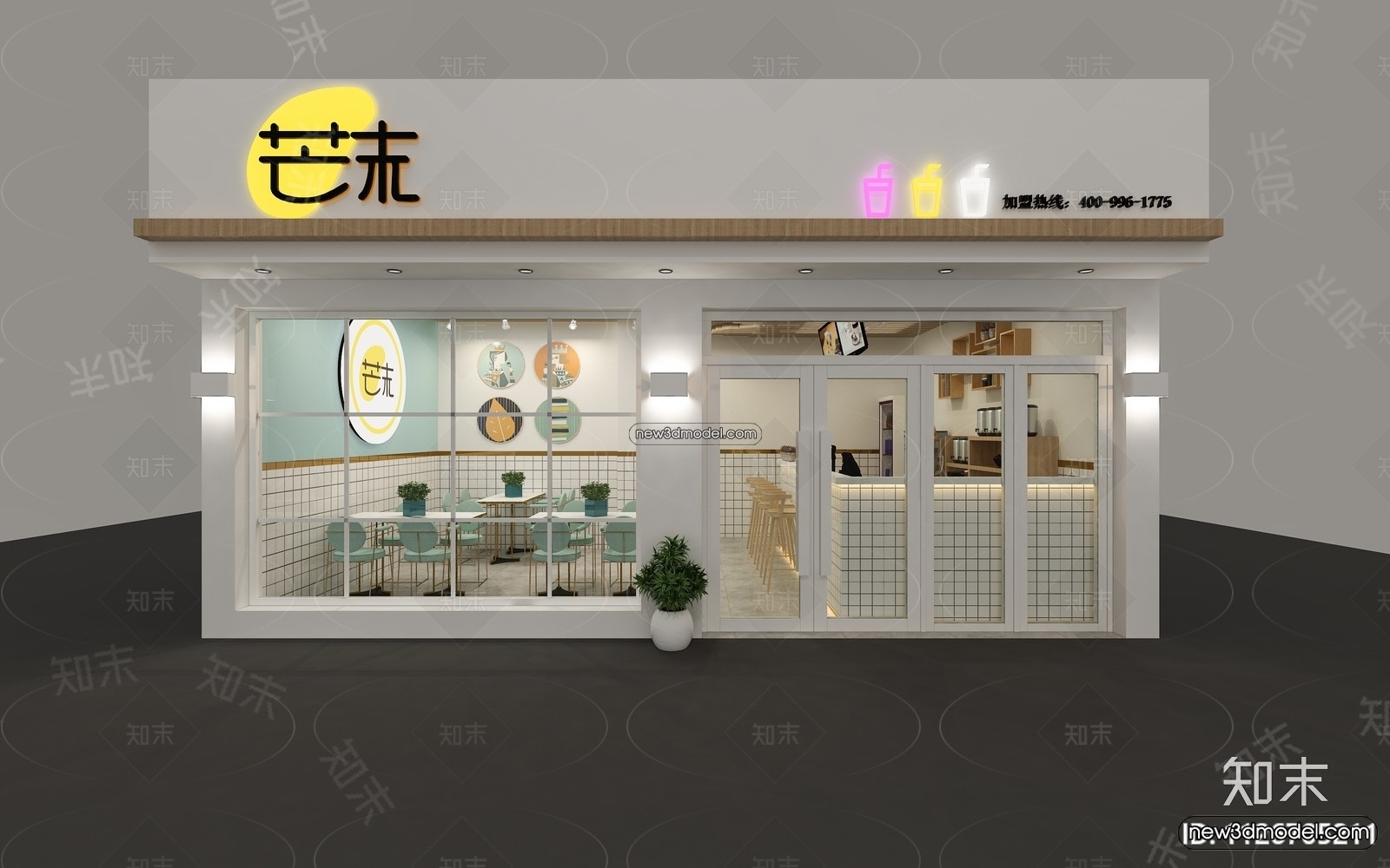 Restaurant and Fastfood 3D Scene – 3D Blocks – 236 – VRAY - thumbnail 2