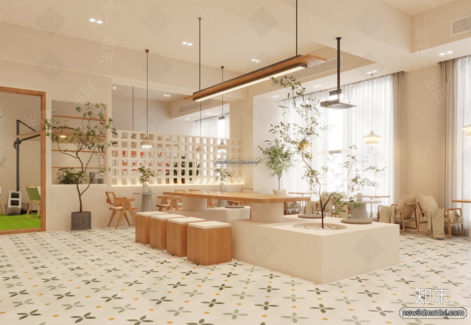 Restaurant and Fastfood 3D Scene – 3D Blocks – 238 – VRAY - thumbnail 3