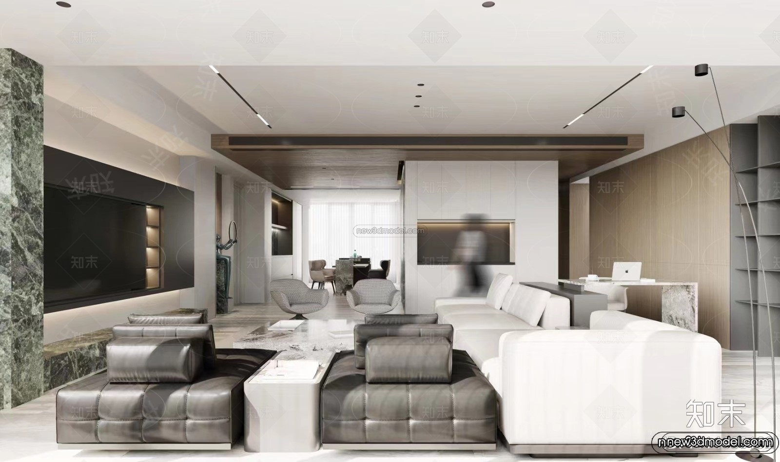 Modern Style Interior 3D Blocks and 3D Models – Living Room 3D Scene – 203 – CORONA - thumbnail 2