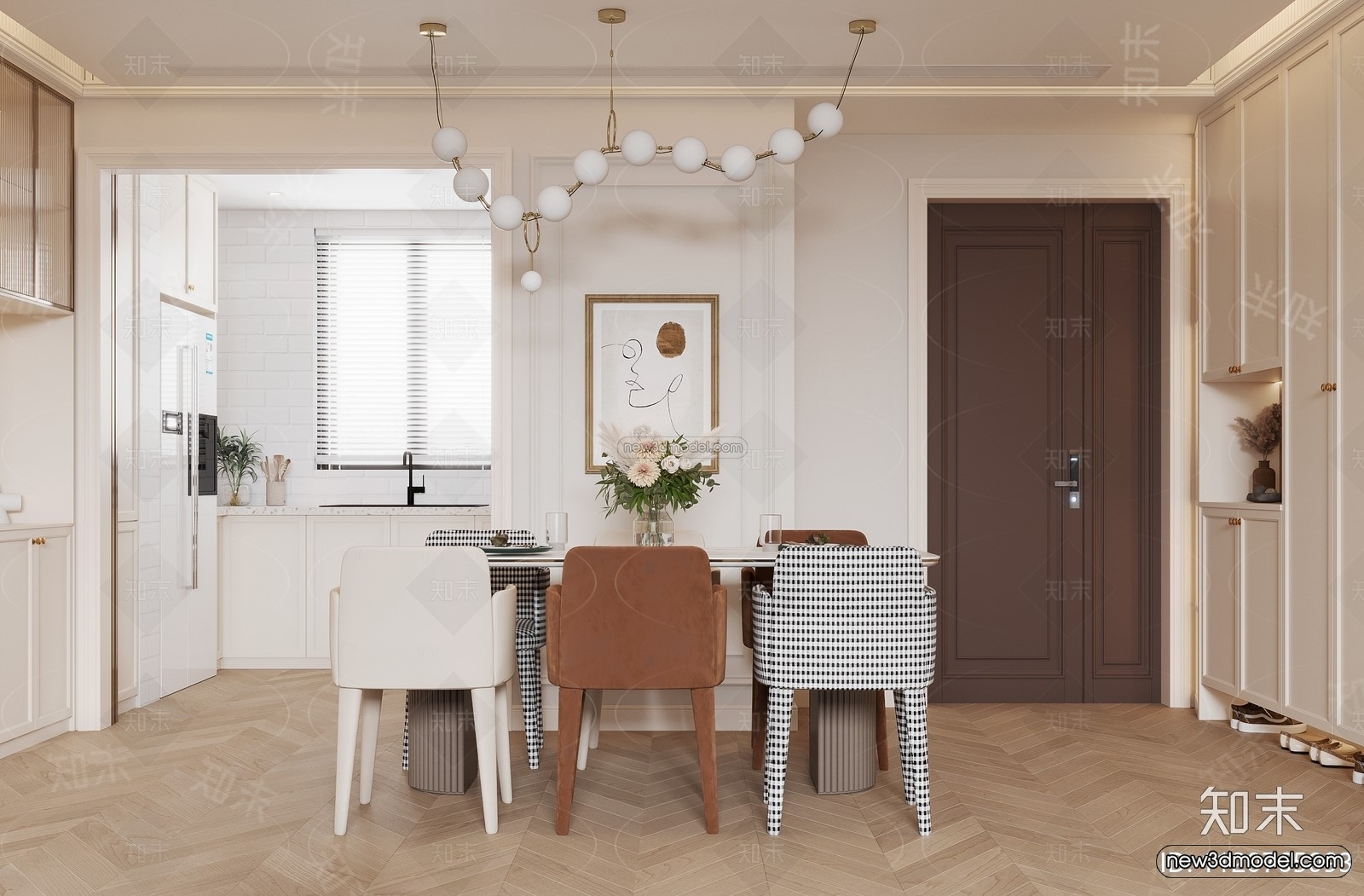 Cream Style Interior 3D Blocks – Living Room 3D Model – 112 – VRAY - thumbnail 3