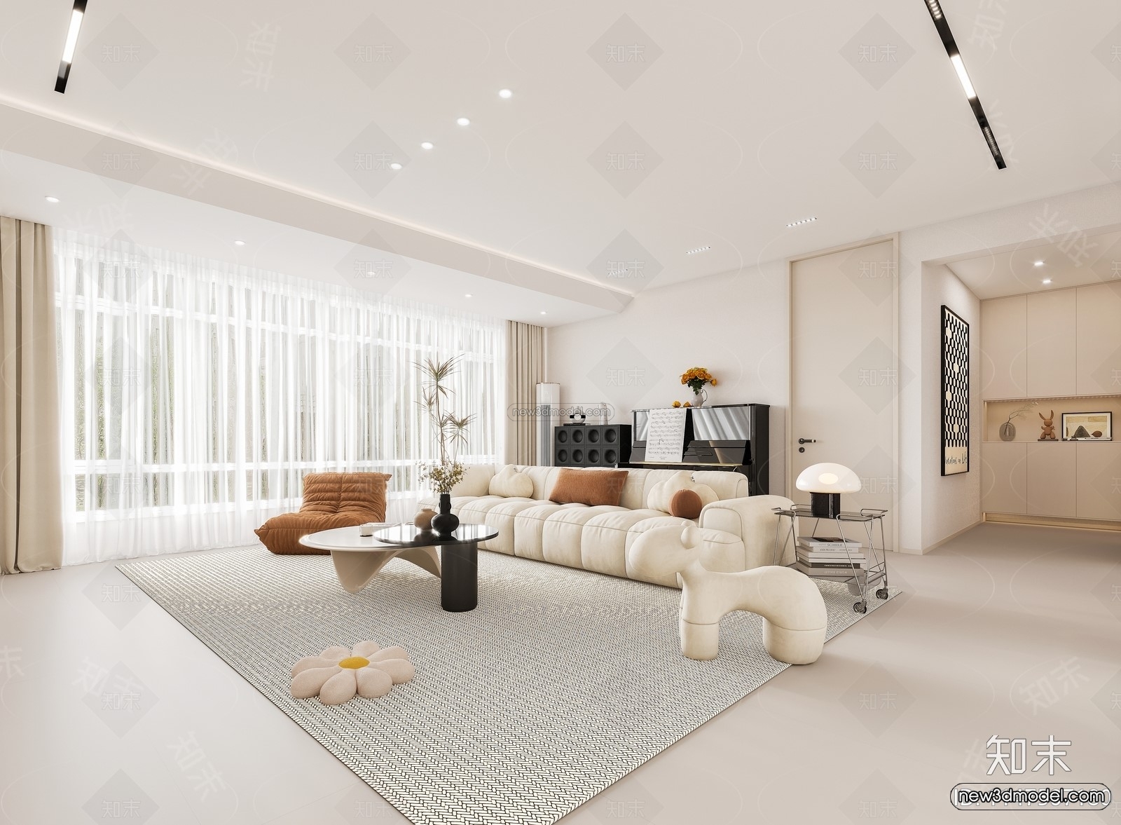 Modern Style Interior 3D Blocks and 3D Models – Living Room 3D Scene – 204 – CORONA - thumbnail 3