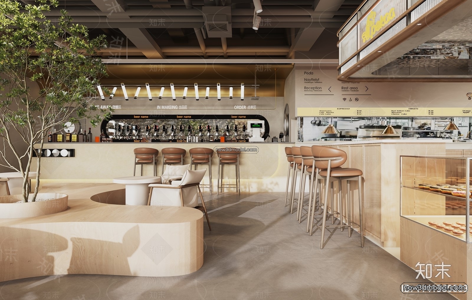 Restaurant and Fastfood 3D Scene – 3D Blocks – 243 – CORONA - thumbnail 2