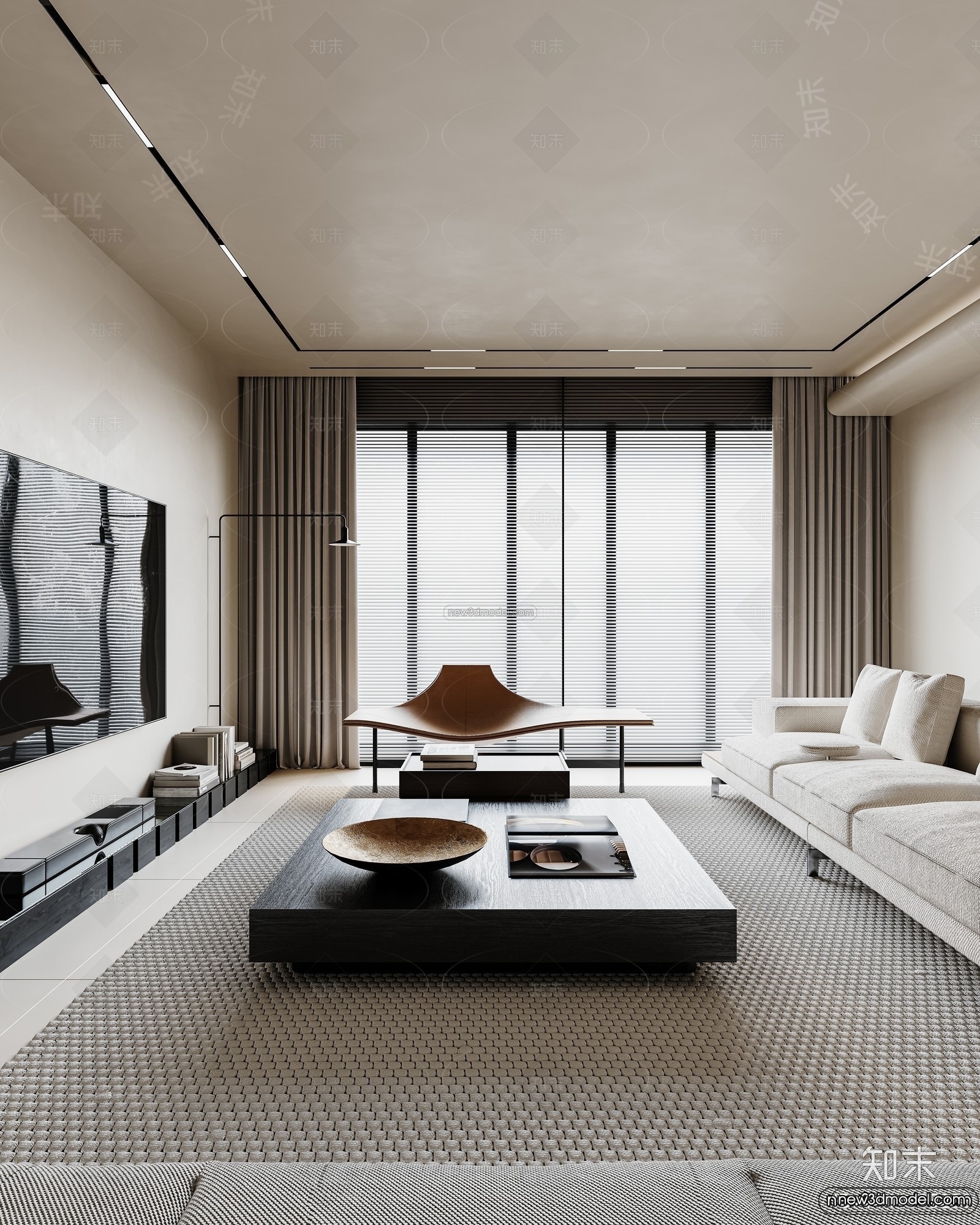 Modern Style Interior 3D Blocks and 3D Models – Living Room 3D Scene – 207 – CORONA - thumbnail 4