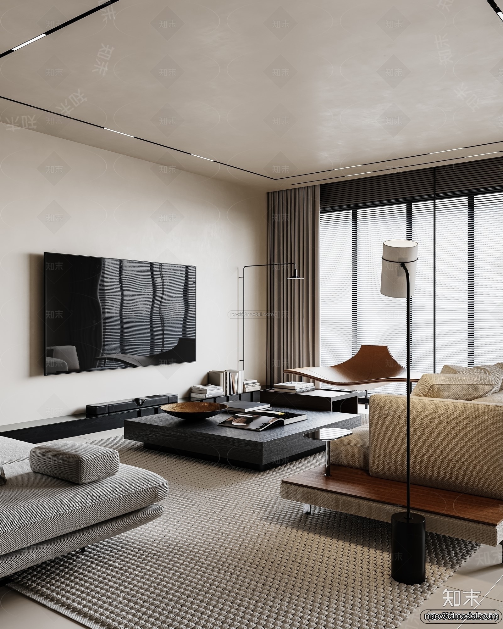 Modern Style Interior 3D Blocks and 3D Models – Living Room 3D Scene – 207 – CORONA - thumbnail 2