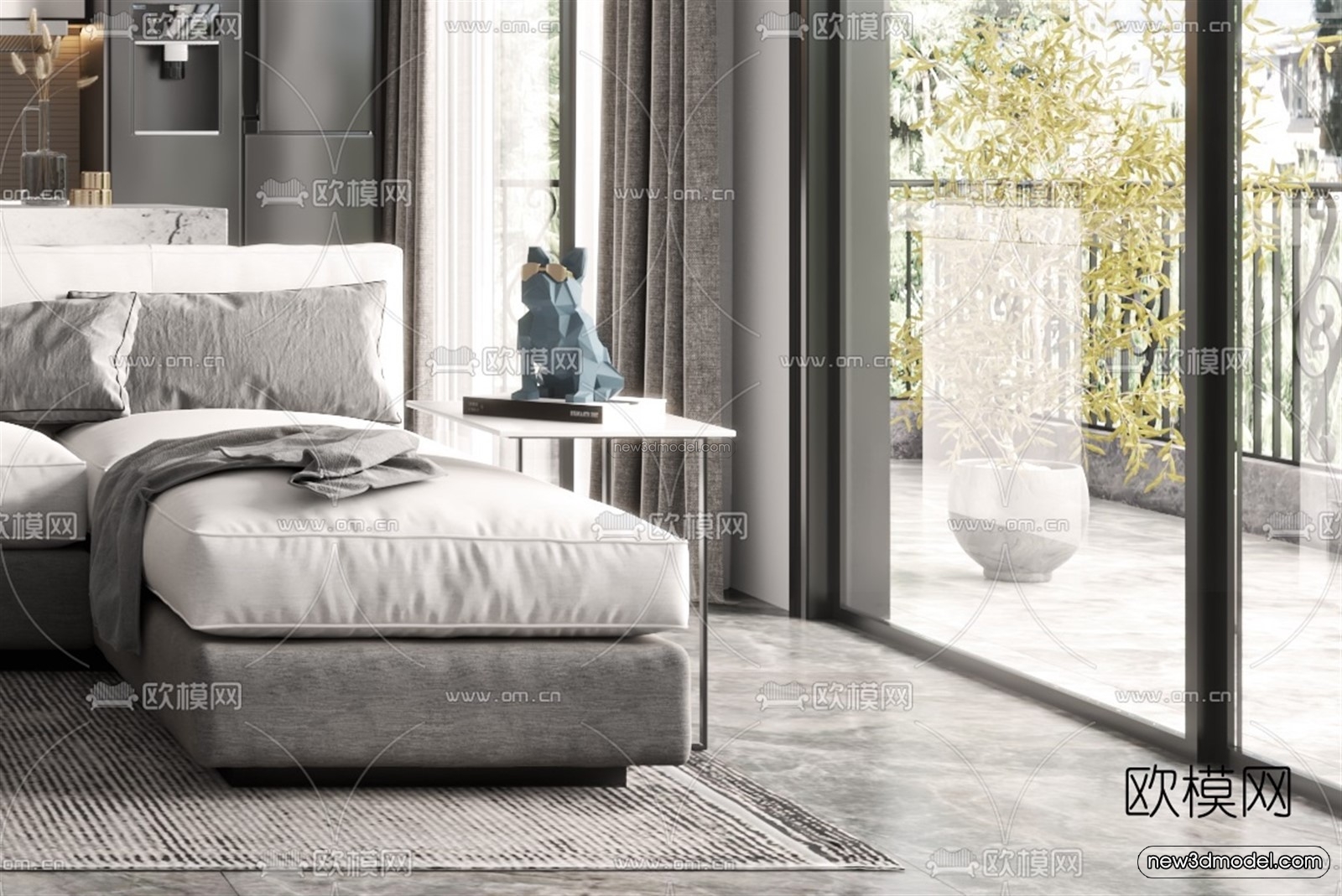 Black – White – Gray Colors Interior 3D Blocks – Living Room 3D Scene – 077 – VRAY - thumbnail 4