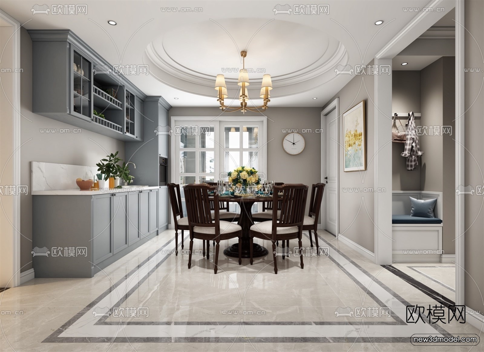 Europe Style Interior 3D Blocks – Living Room 3D Model – 041 – VRAY - thumbnail 2