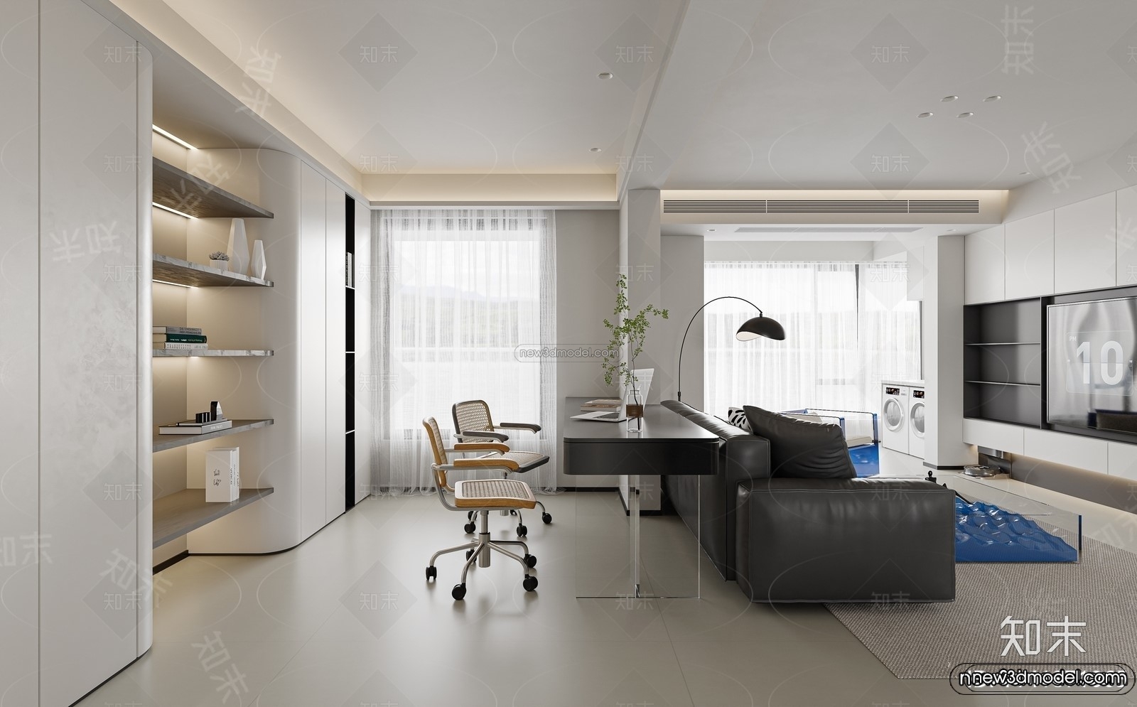 Modern Style Interior 3D Blocks and 3D Models – Living Room 3D Scene – 208 – CORONA - thumbnail 4