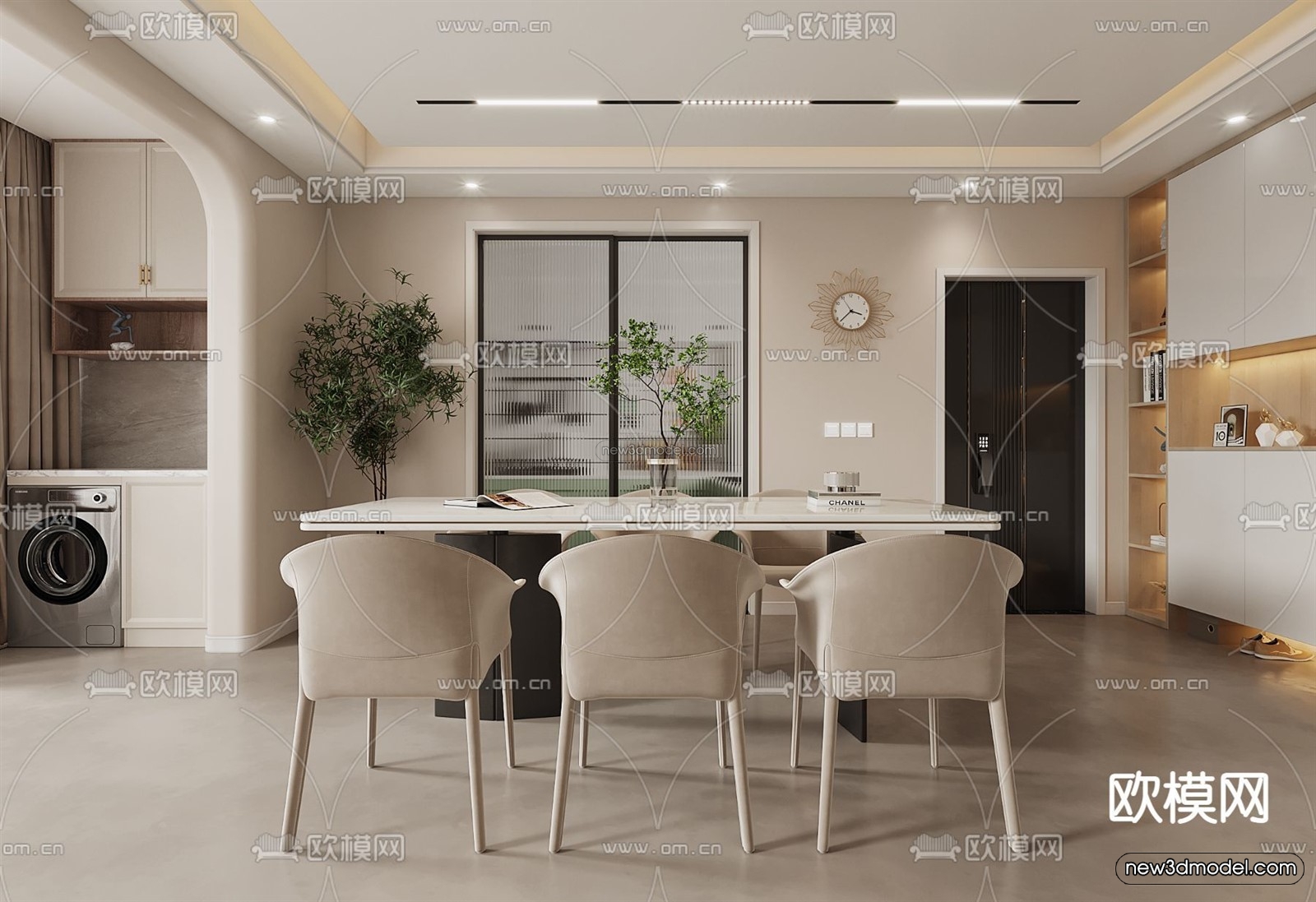 Cream Style Interior 3D Blocks – Living Room 3D Model – 115 – VRAY - thumbnail 3