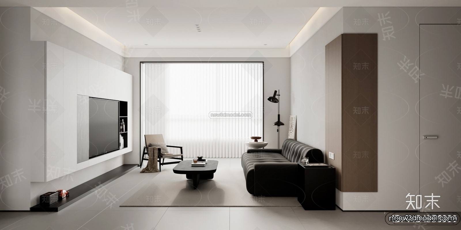 Modern Style Interior 3D Blocks and 3D Models – Living Room 3D Scene – 214 – CORONA - thumbnail 2