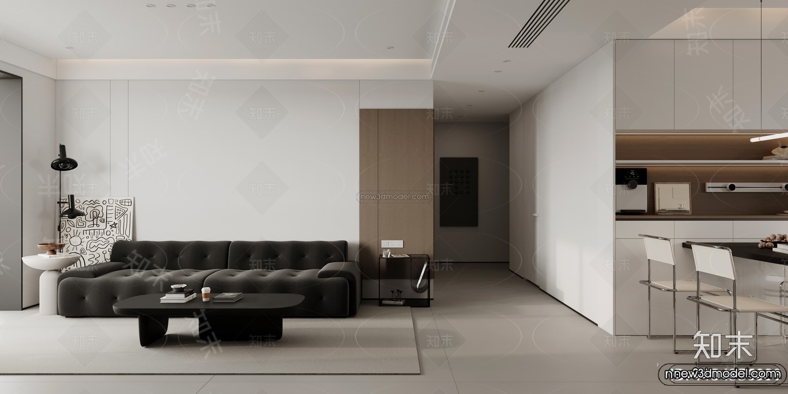 Modern Style Interior 3D Blocks and 3D Models – Living Room 3D Scene – 214 – CORONA - thumbnail 3