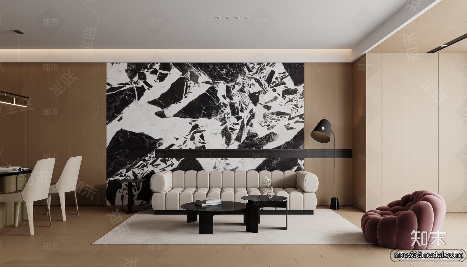 Modern Style Interior 3D Blocks and 3D Models – Living Room 3D Scene – 216 – CORONA - thumbnail 2