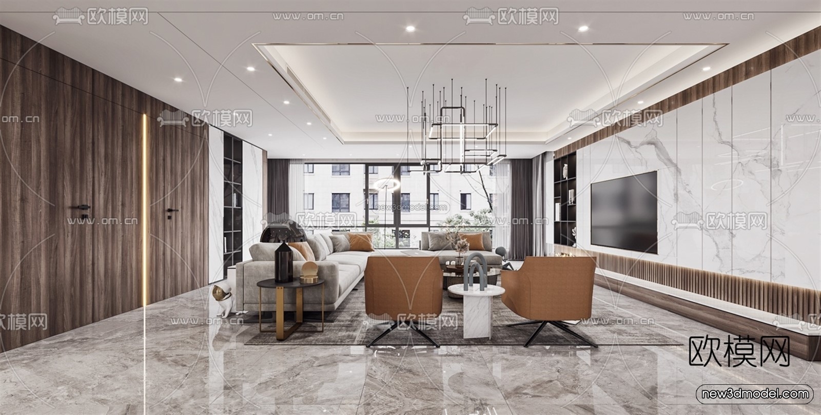 Luxury Style Interior 3D Blocks – Living Room 3D Model – 085 – VRAY - thumbnail 5