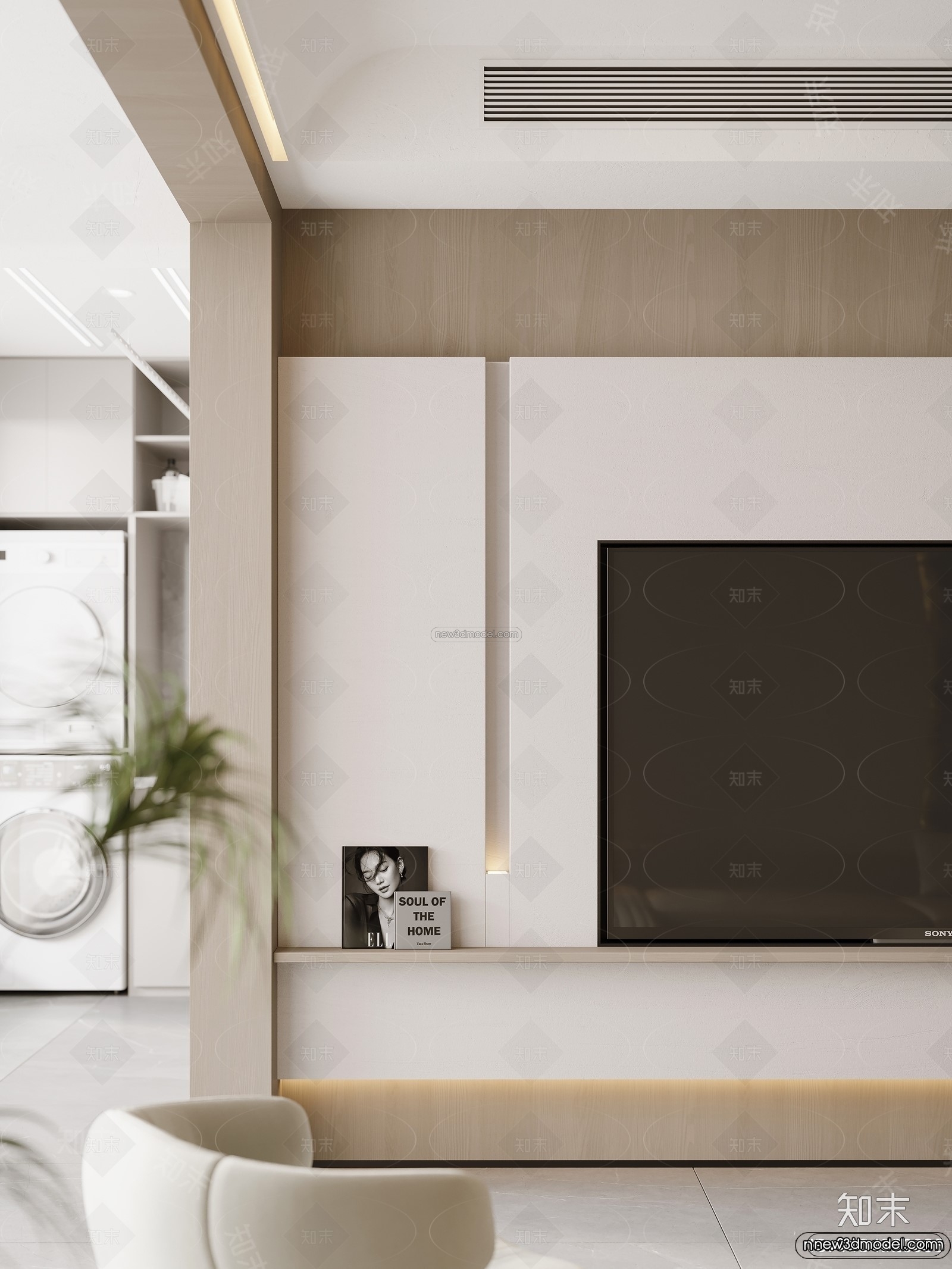 Modern Style Interior 3D Blocks and 3D Models – Living Room 3D Scene – 218 – CORONA - thumbnail 2