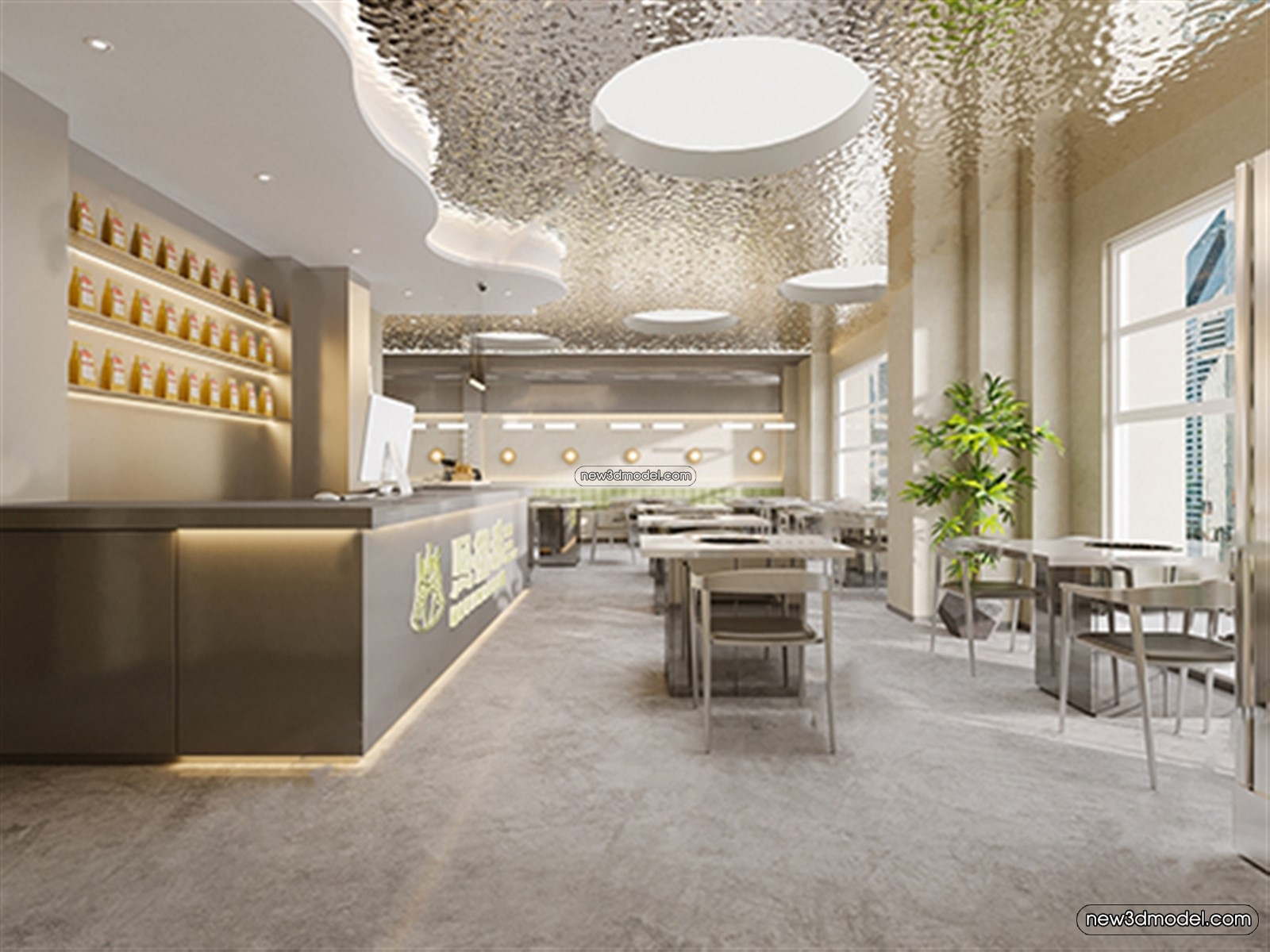 Restaurant and Fastfood 3D Scene – 3D Blocks – 259 – VRAY - thumbnail 2