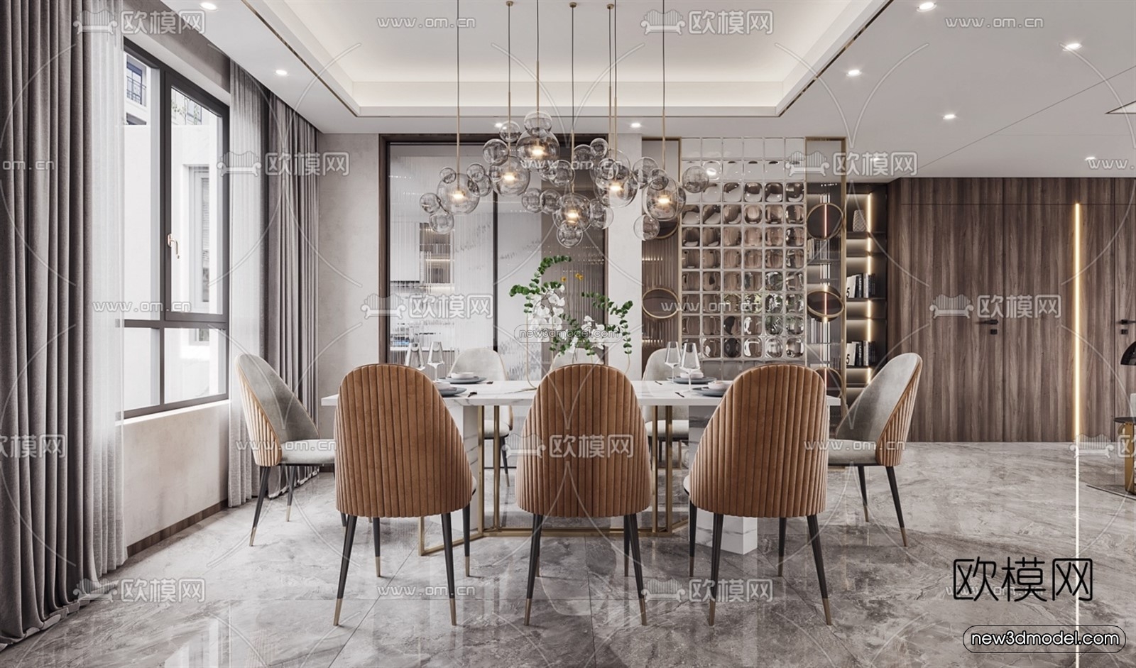Luxury Style Interior 3D Blocks – Living Room 3D Model – 085 – VRAY - thumbnail 3
