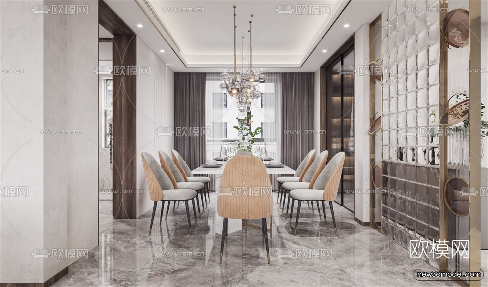 Luxury Style Interior 3D Blocks – Living Room 3D Model – 085 – VRAY - thumbnail 2