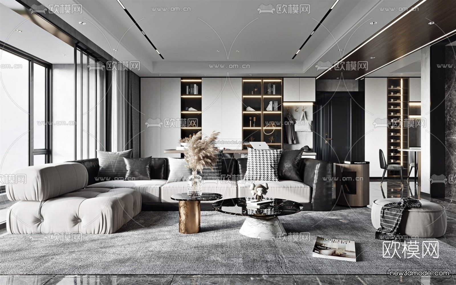 Luxury Style Interior 3D Blocks – Living Room 3D Model – 086 – VRAY - thumbnail 5
