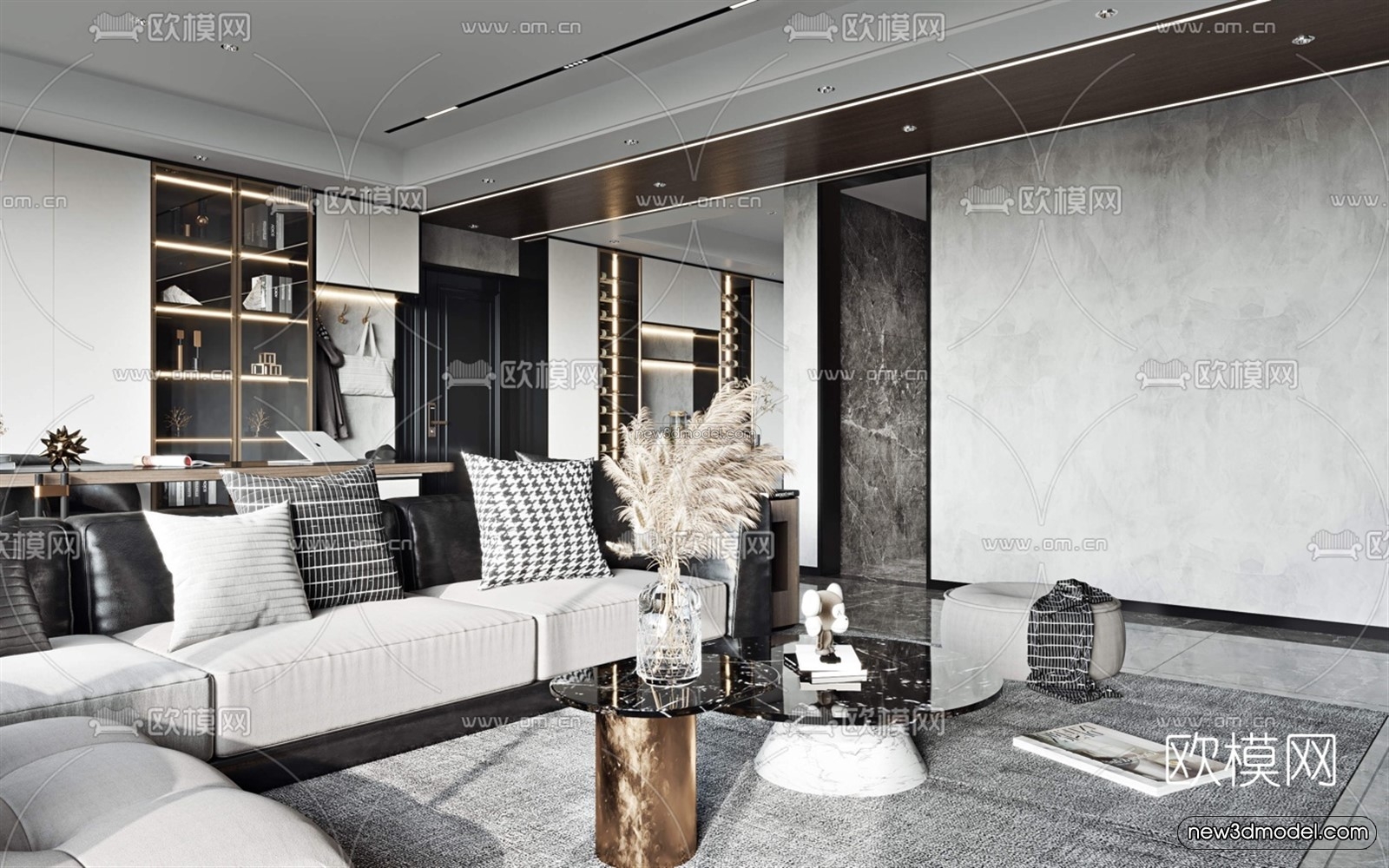 Luxury Style Interior 3D Blocks – Living Room 3D Model – 086 – VRAY - thumbnail 4