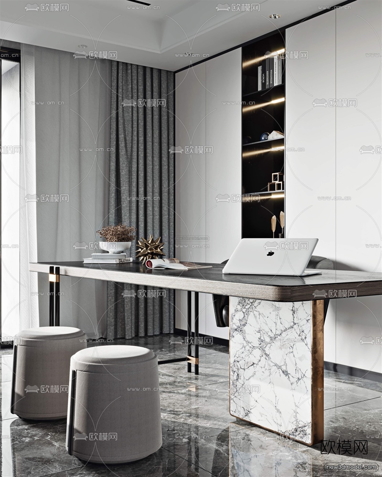 Luxury Style Interior 3D Blocks – Living Room 3D Model – 086 – VRAY - thumbnail 2