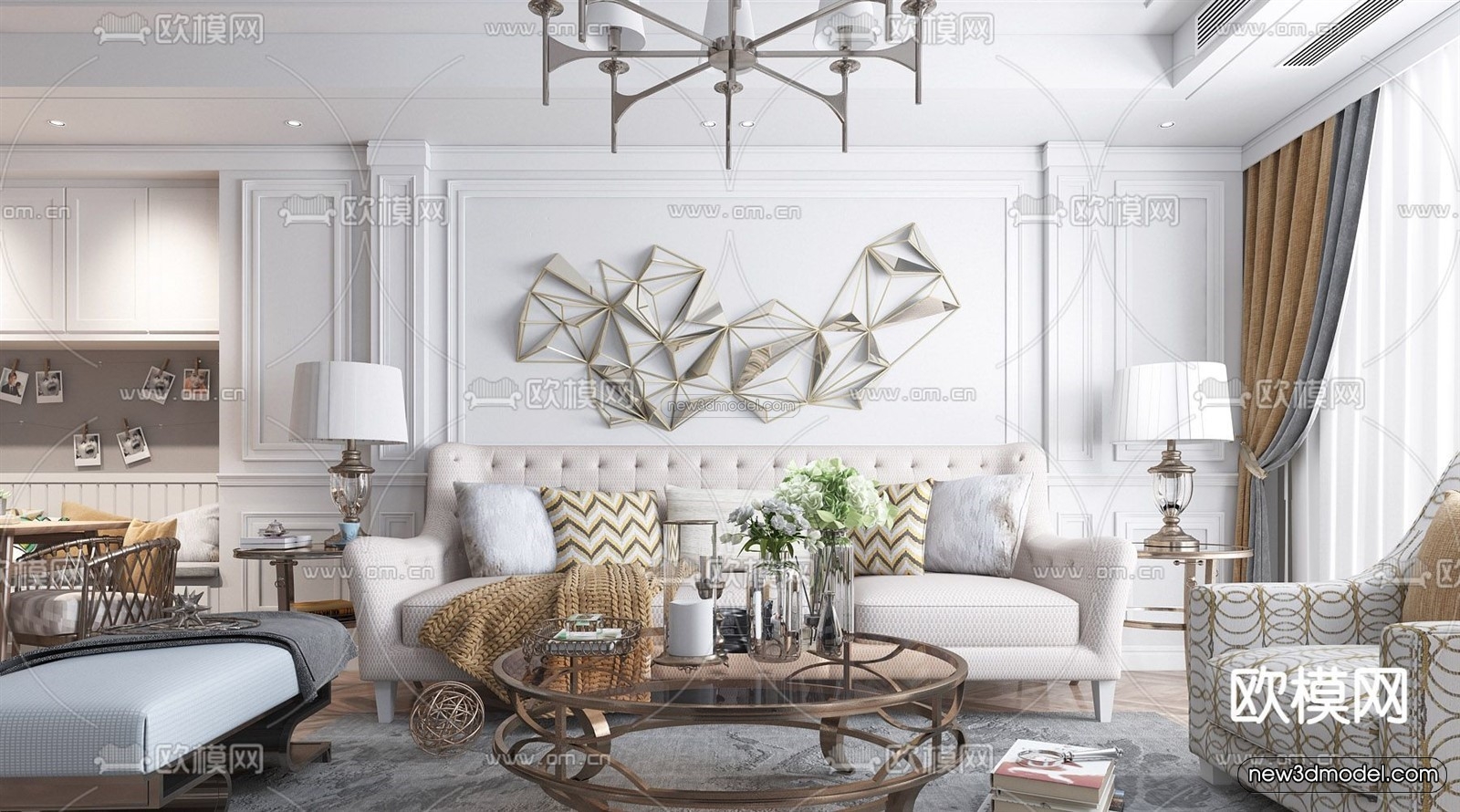 Europe Style Interior 3D Blocks – Living Room 3D Model – 050 – VRAY - thumbnail 2