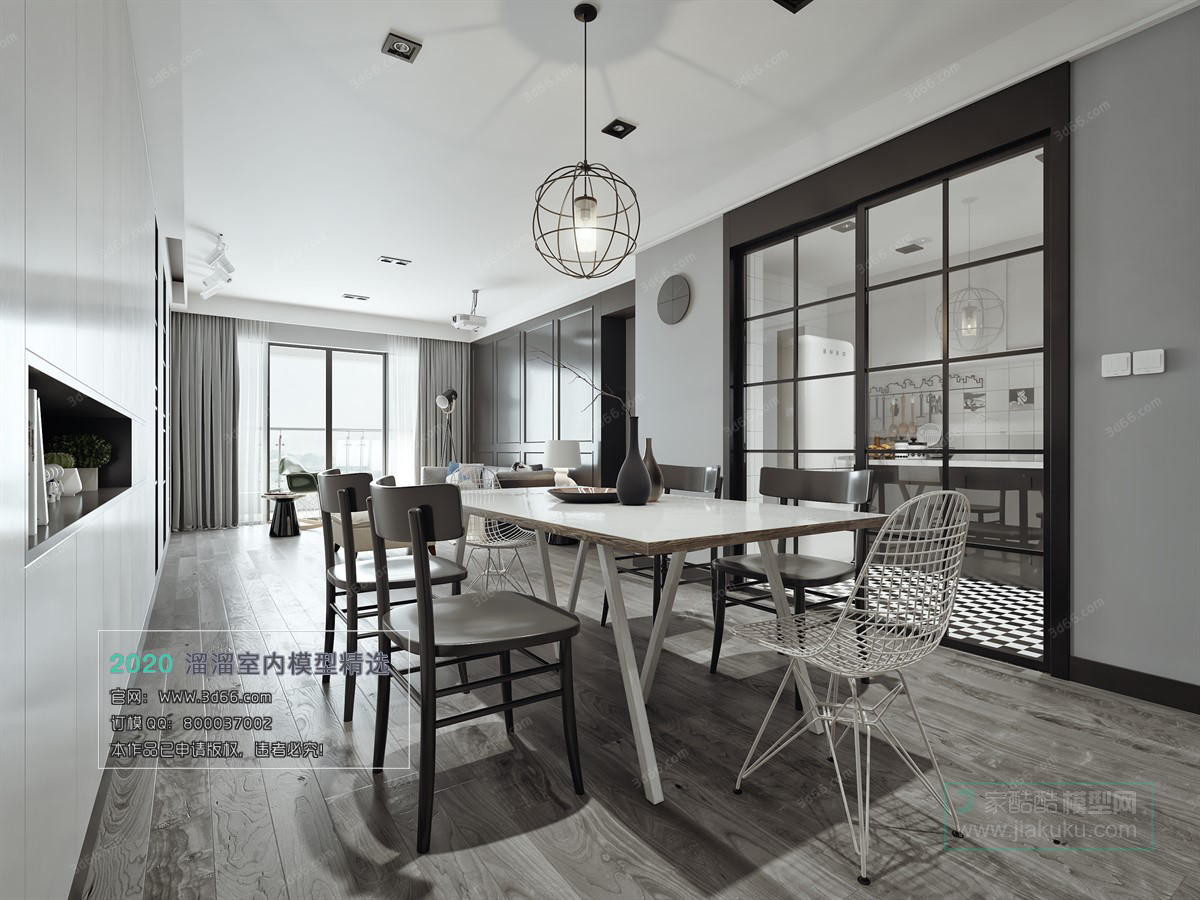 DINING ROOM – MODERN STYLE – 3D MODELS – VRAY – 014 - thumbnail 1