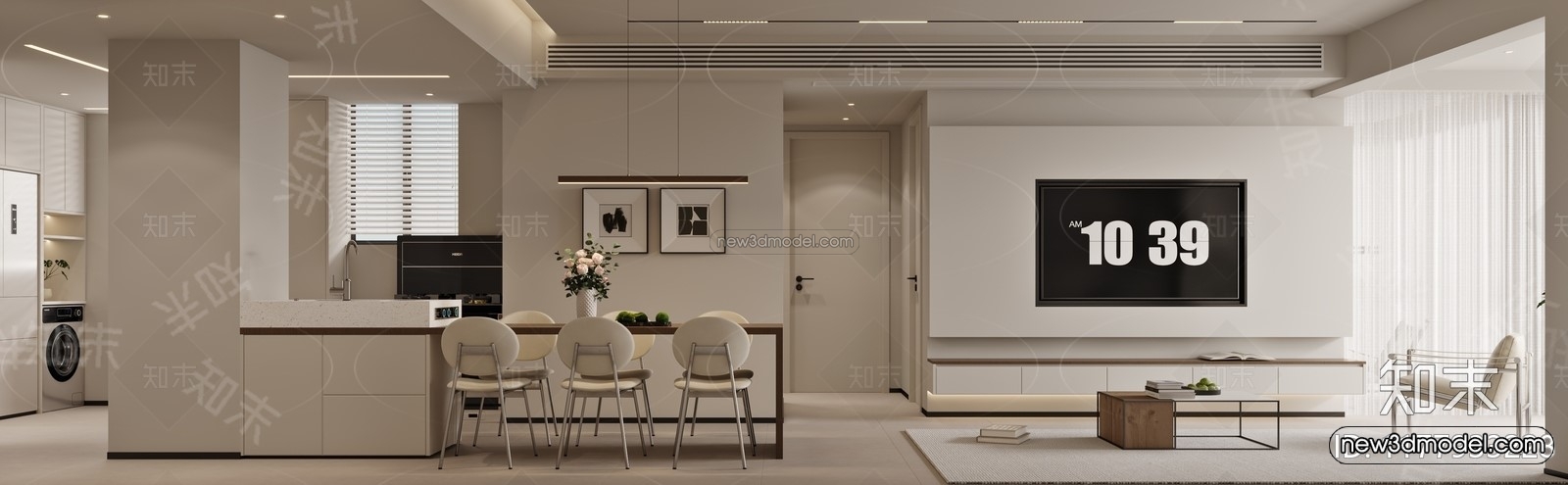 Modern Style Interior 3D Blocks and 3D Models – Living Room 3D Scene – 067 – CORONA - thumbnail 2
