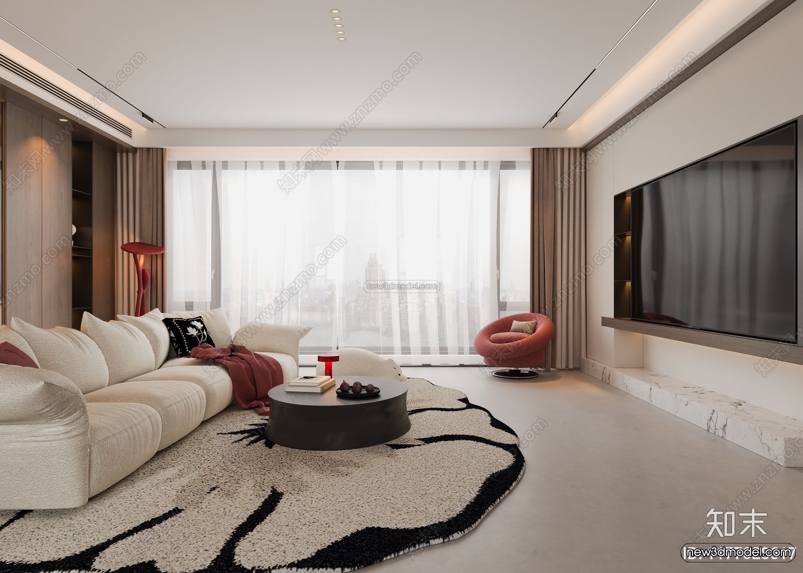 Modern Style Interior 3D Blocks and 3D Models – Living Room 3D Scene – 068 – CORONA - thumbnail 3