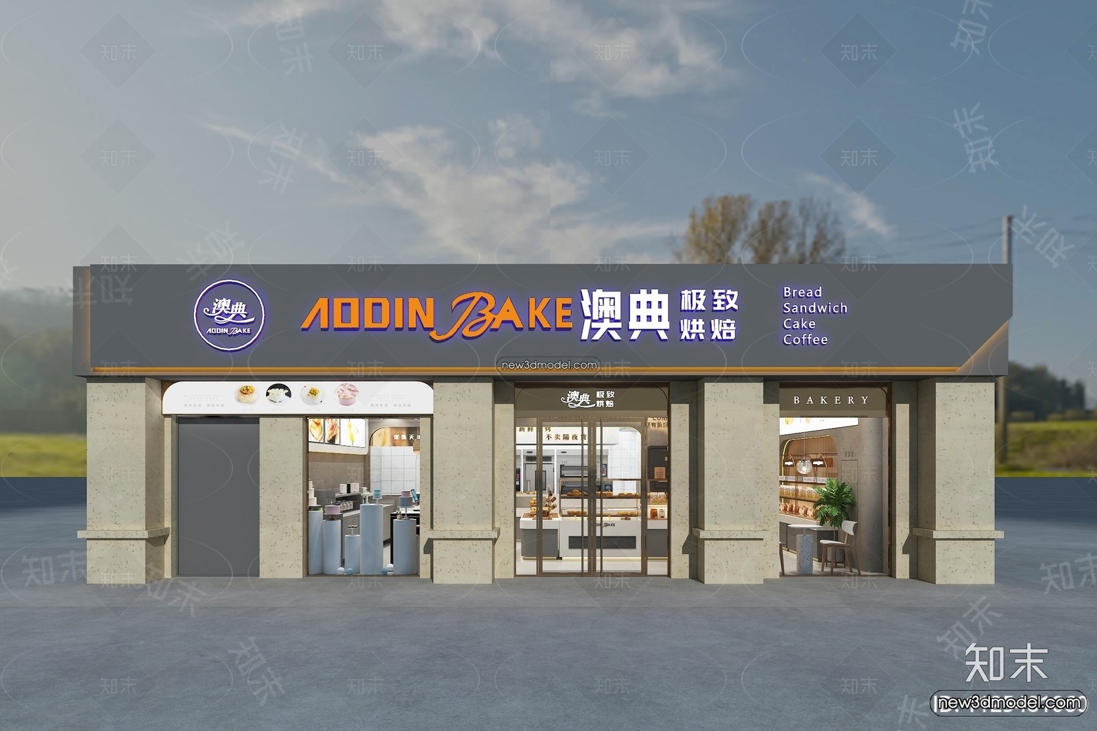 Restaurant and Fastfood 3D Scene – 3D Blocks – 272 – VRAY - thumbnail 2