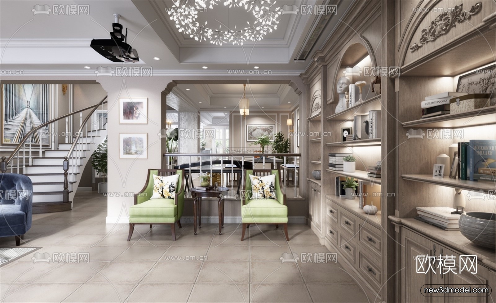 Europe Style Interior 3D Blocks – Living Room 3D Model – 053 – VRAY - thumbnail 2