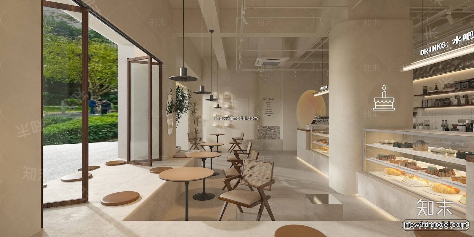 Restaurant and Fastfood 3D Scene – 3D Blocks – 275 – VRAY - thumbnail 2