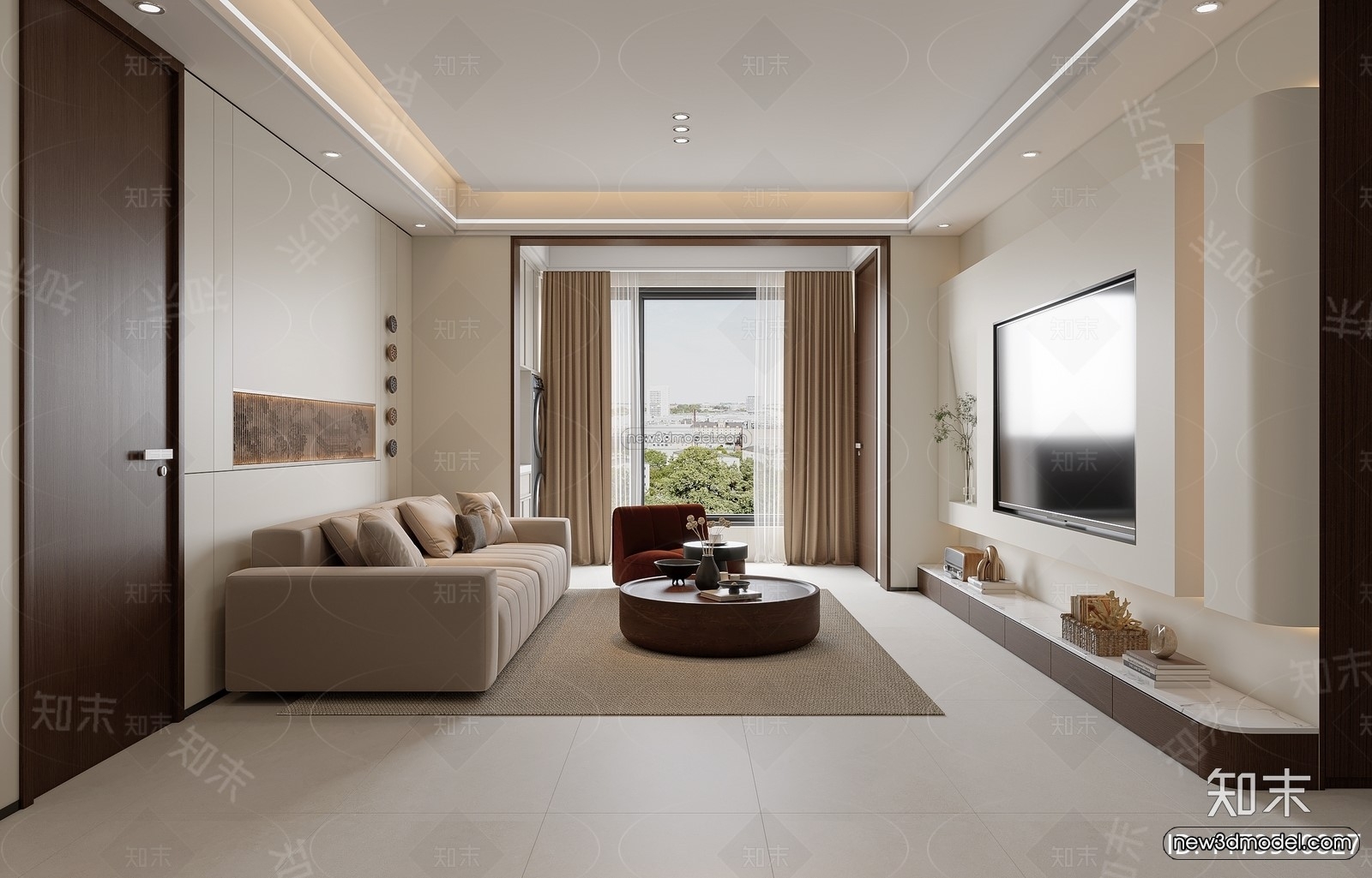 Modern Style Interior 3D Blocks and 3D Models – Living Room 3D Scene – 074 – CORONA - thumbnail 3