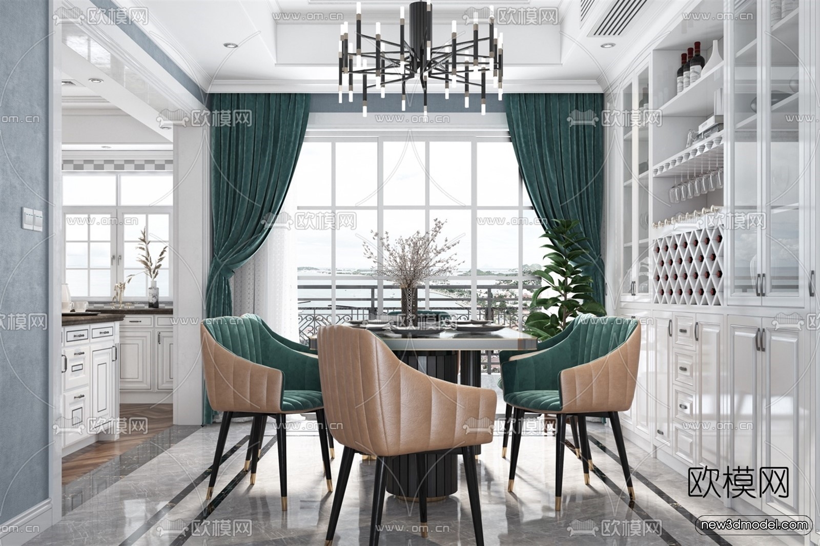 Europe Style Interior 3D Blocks – Living Room 3D Model – 055 – VRAY - thumbnail 2