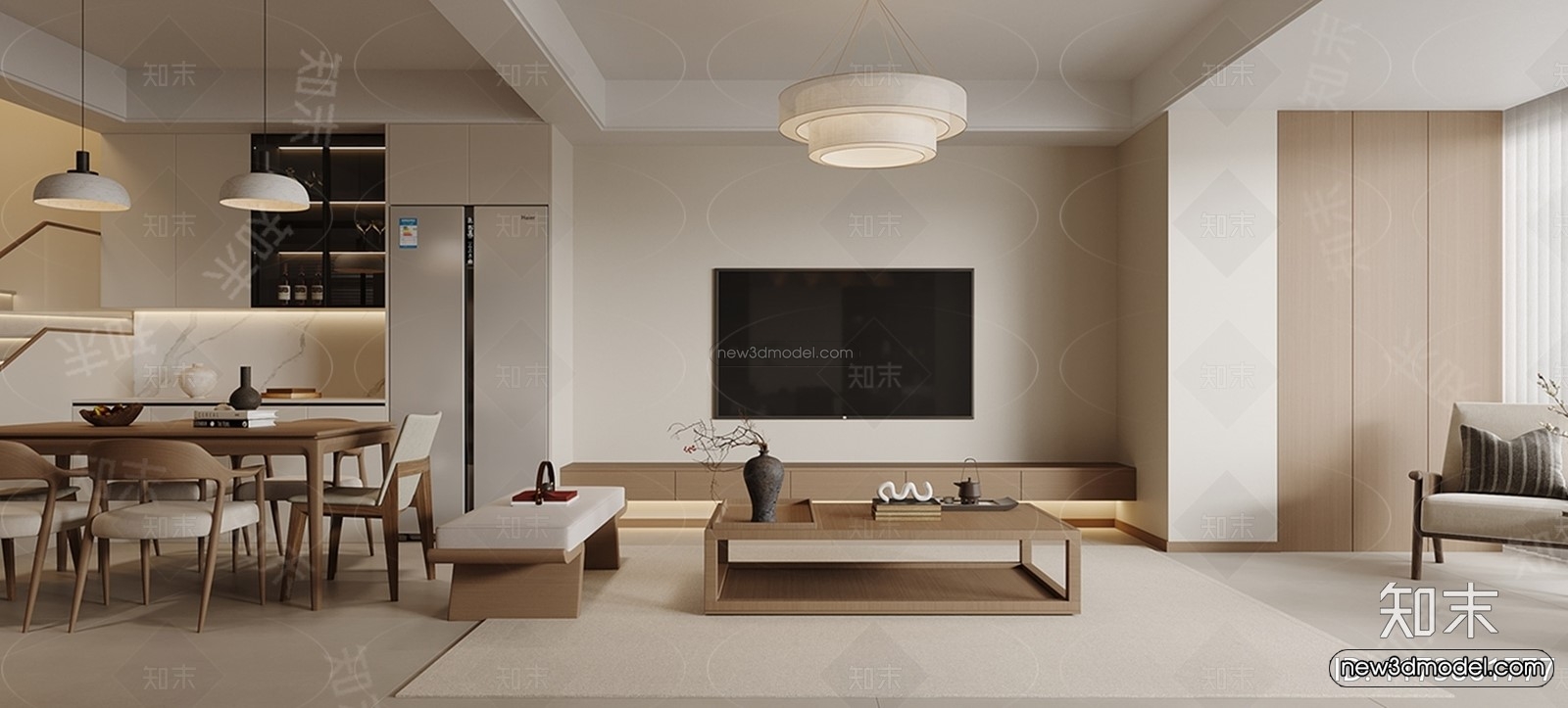 Modern Style Interior 3D Blocks and 3D Models – Living Room 3D Scene – 076 – CORONA - thumbnail 2