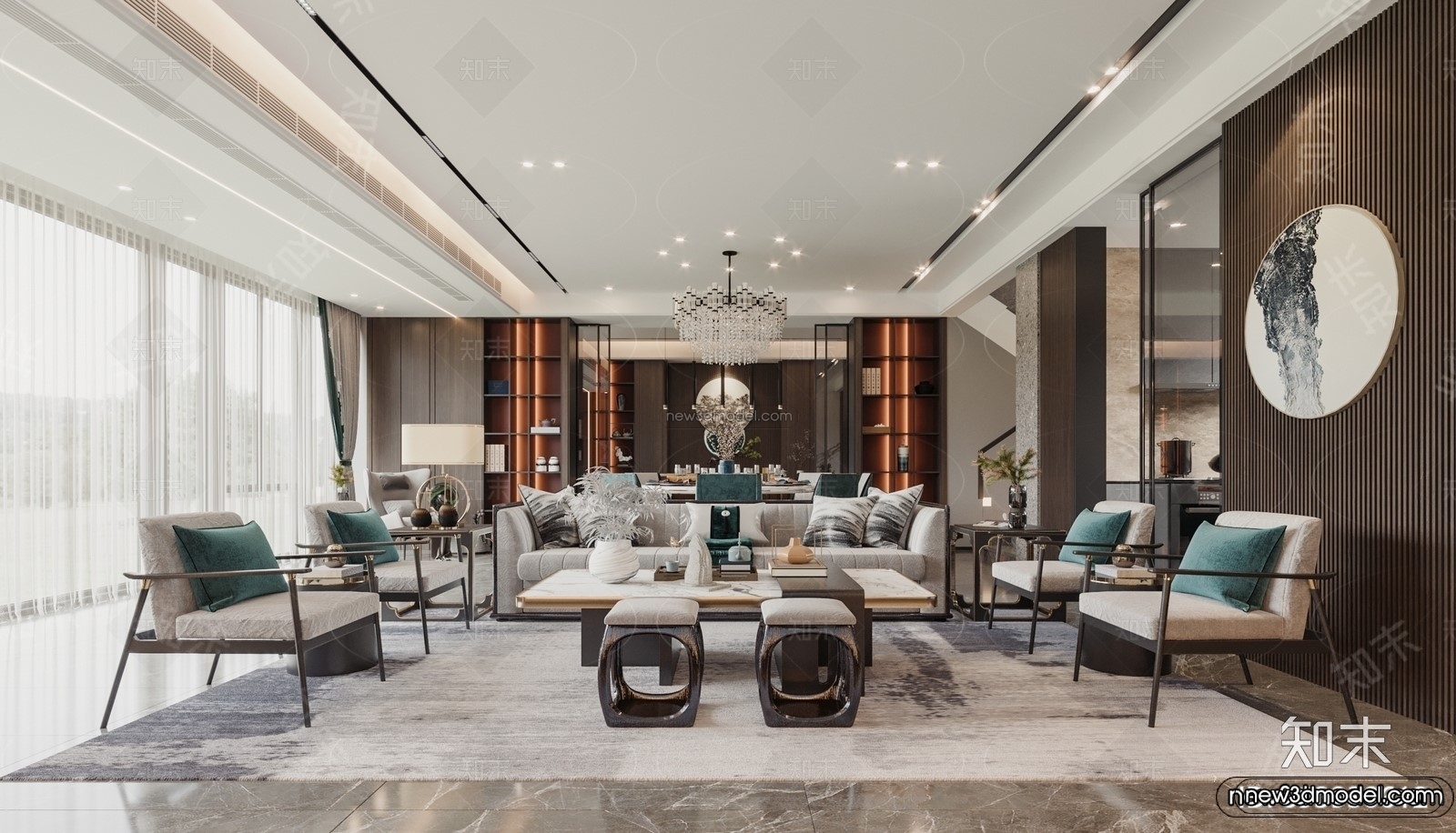 Modern Style Interior 3D Blocks and 3D Models – Living Room 3D Scene – 077 – CORONA - thumbnail 4
