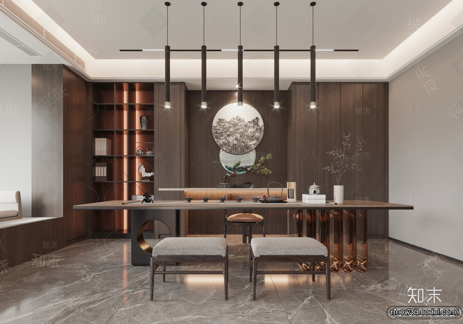 Modern Style Interior 3D Blocks and 3D Models – Living Room 3D Scene – 077 – CORONA - thumbnail 2