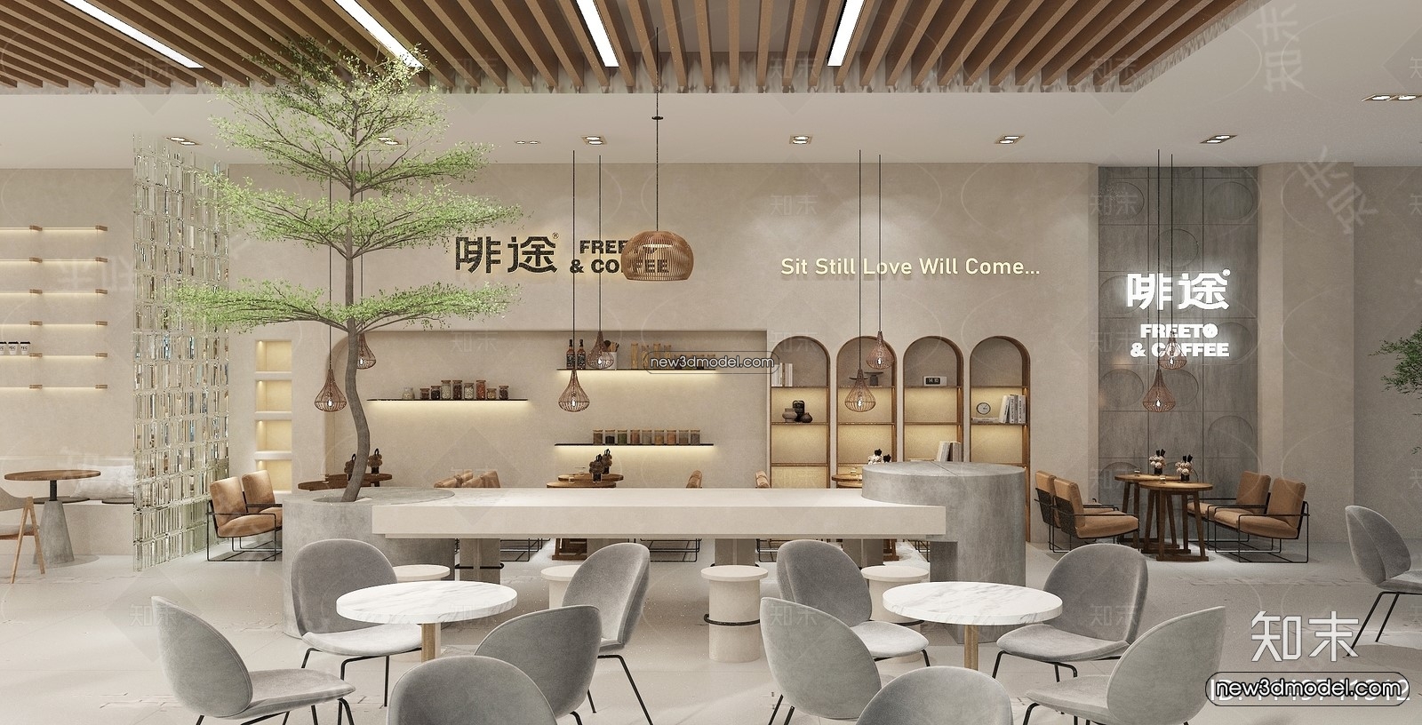 Restaurant and Fastfood 3D Scene – 3D Blocks – 283 – VRAY - thumbnail 2
