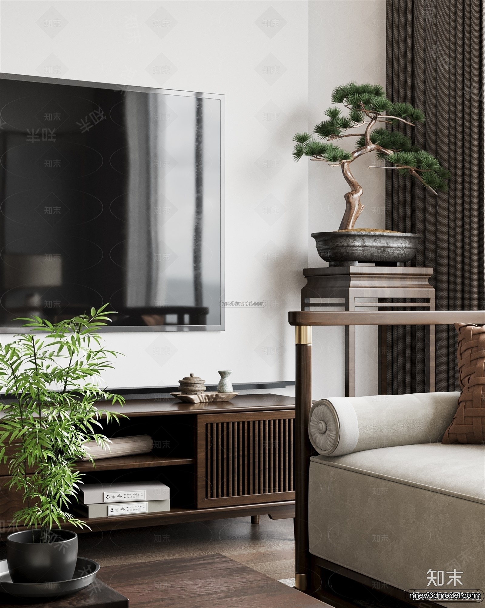 Modern Style Interior 3D Blocks and 3D Models – Living Room 3D Scene – 083 – CORONA - thumbnail 3