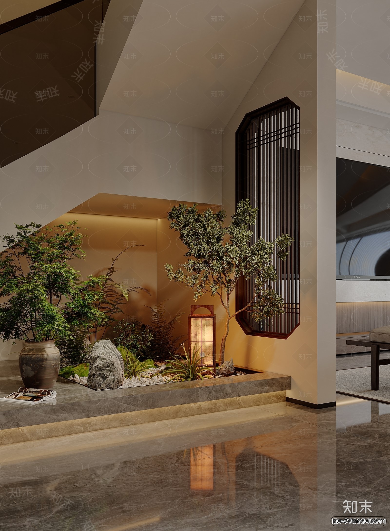 Modern Style Interior 3D Blocks and 3D Models – Living Room 3D Scene – 084 – CORONA - thumbnail 3