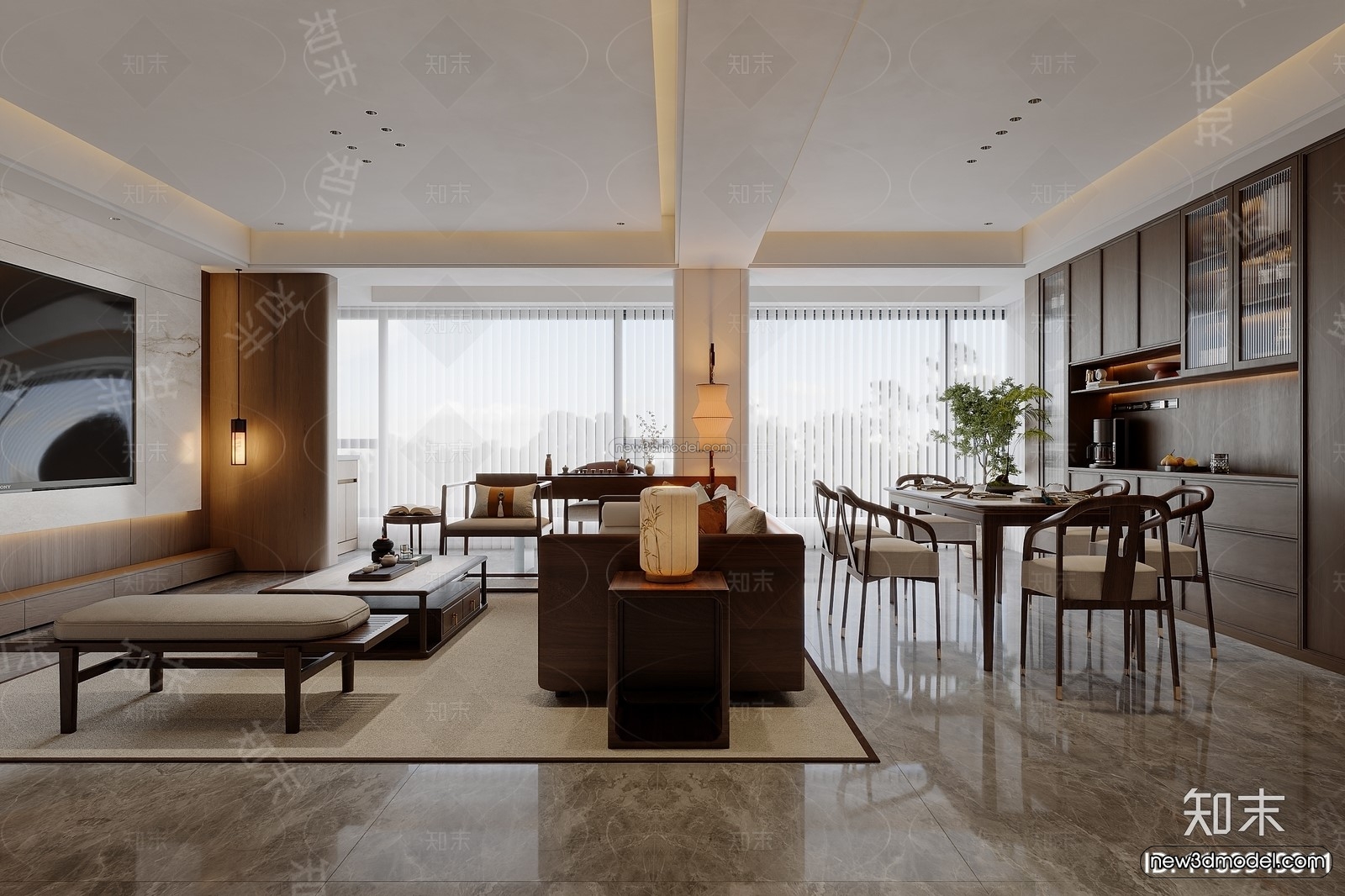 Modern Style Interior 3D Blocks and 3D Models – Living Room 3D Scene – 084 – CORONA - thumbnail 2