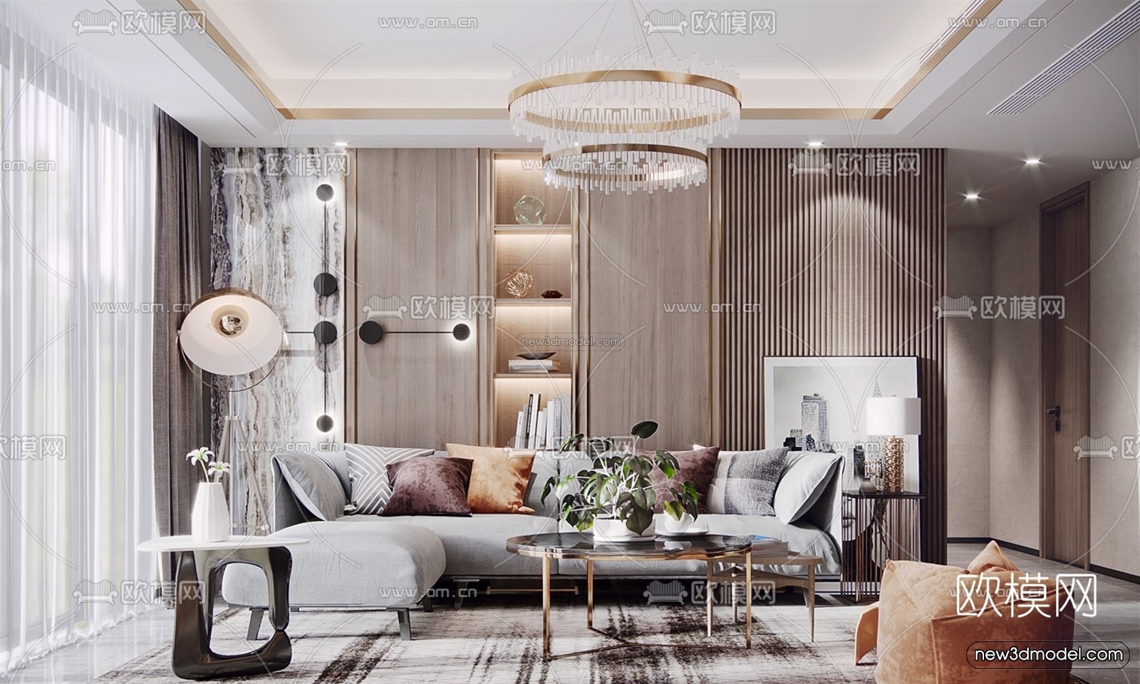 Luxury Style Interior 3D Blocks – Living Room 3D Model – 101 – VRAY - thumbnail 2