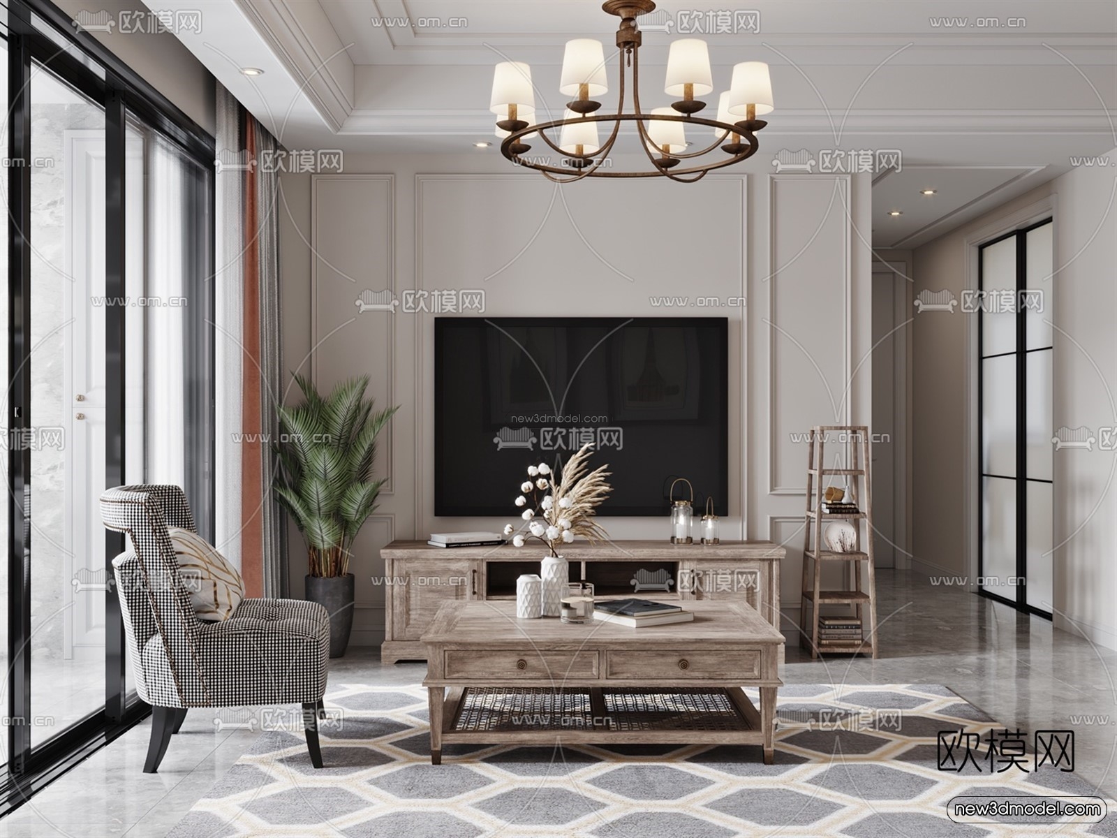 Europe Style Interior 3D Blocks – Living Room 3D Model – 066 – VRAY - thumbnail 2