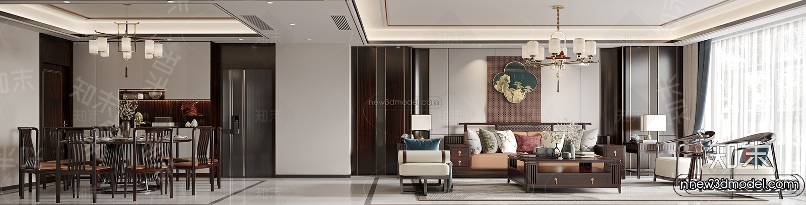 Modern Style Interior 3D Blocks and 3D Models – Living Room 3D Scene – 094 – CORONA - thumbnail 2
