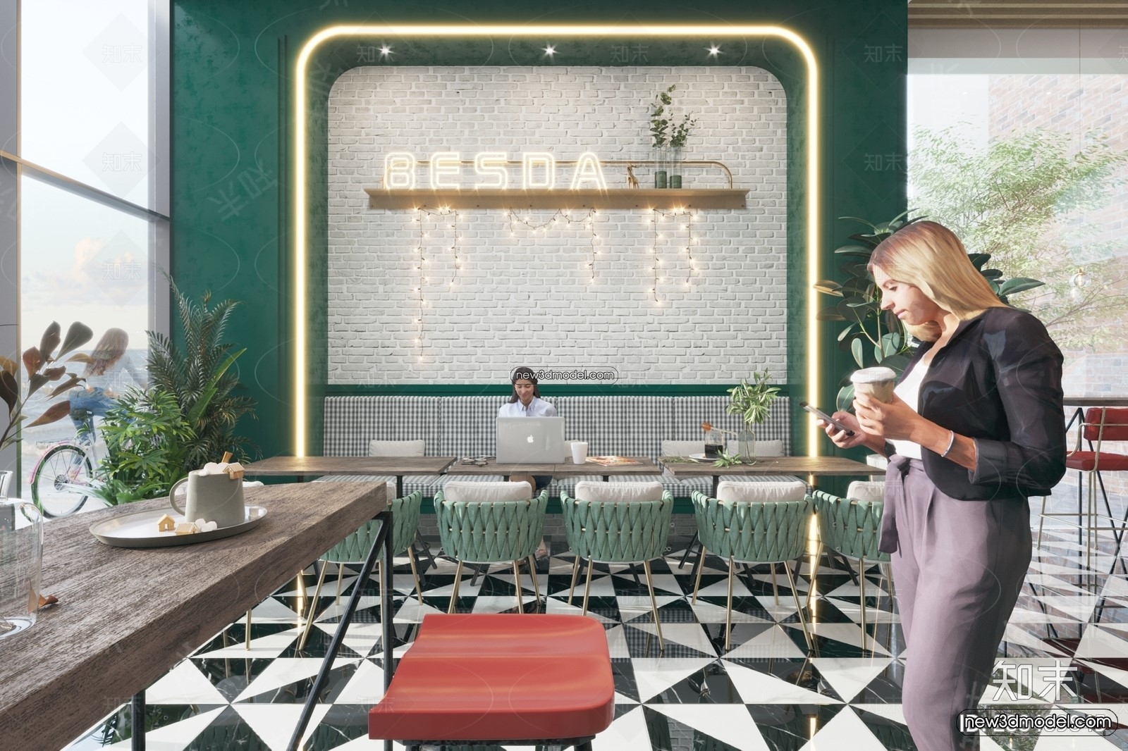 Restaurant and Fastfood 3D Scene – 3D Blocks – 298 – CORONA - thumbnail 4